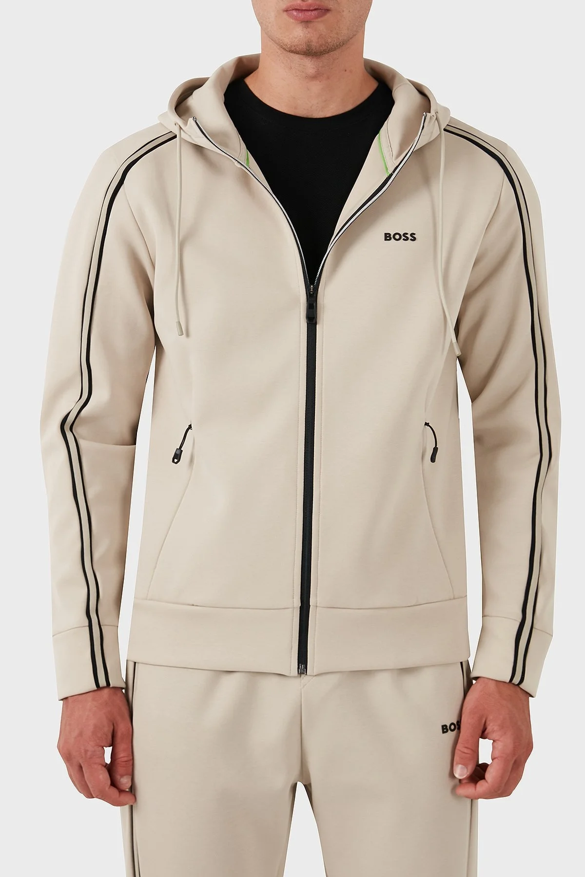 Boss Pamuklu Logolu Regular Fit Kapüşonlu Erkek Sweat 50523912 271 BEJ - 8