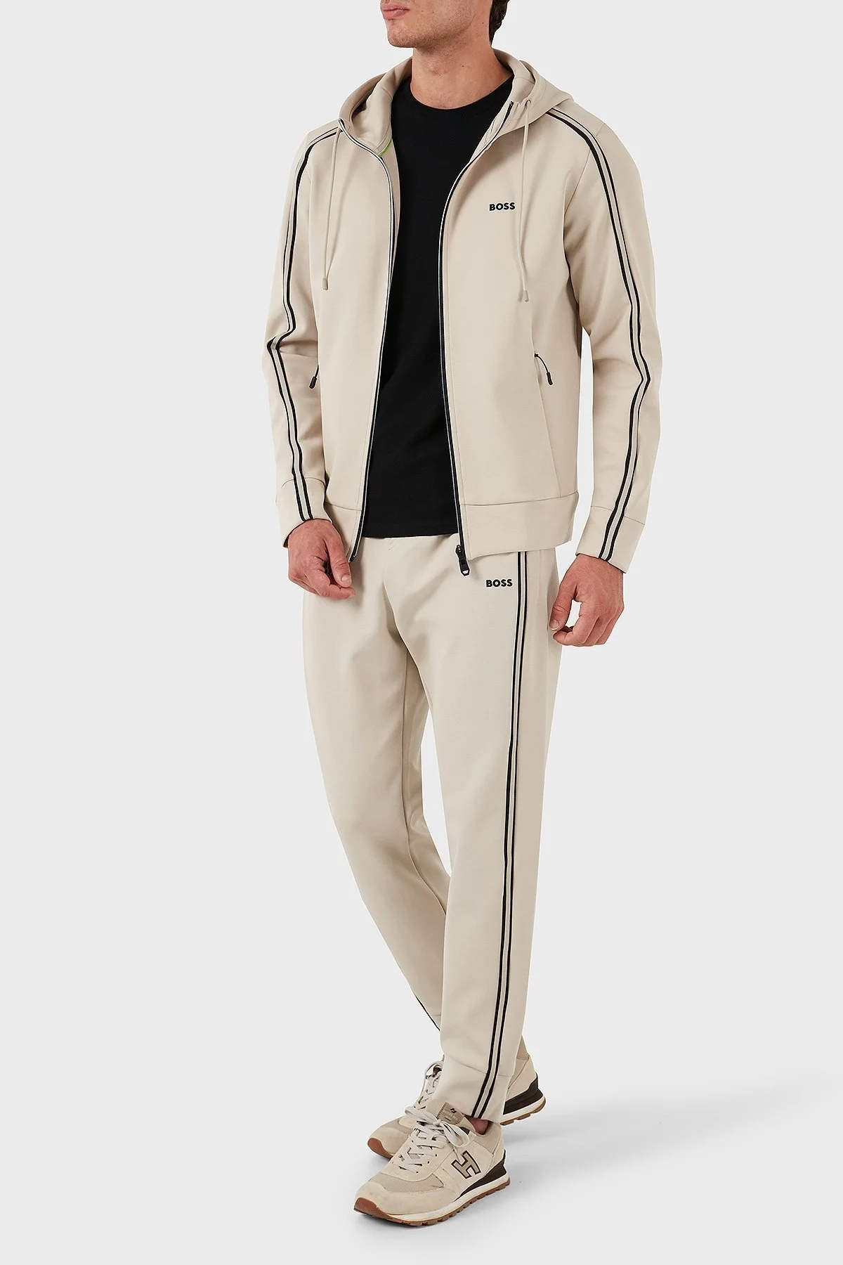 Boss Pamuklu Logolu Regular Fit Kapüşonlu Erkek Sweat 50523912 271 BEJ - 9