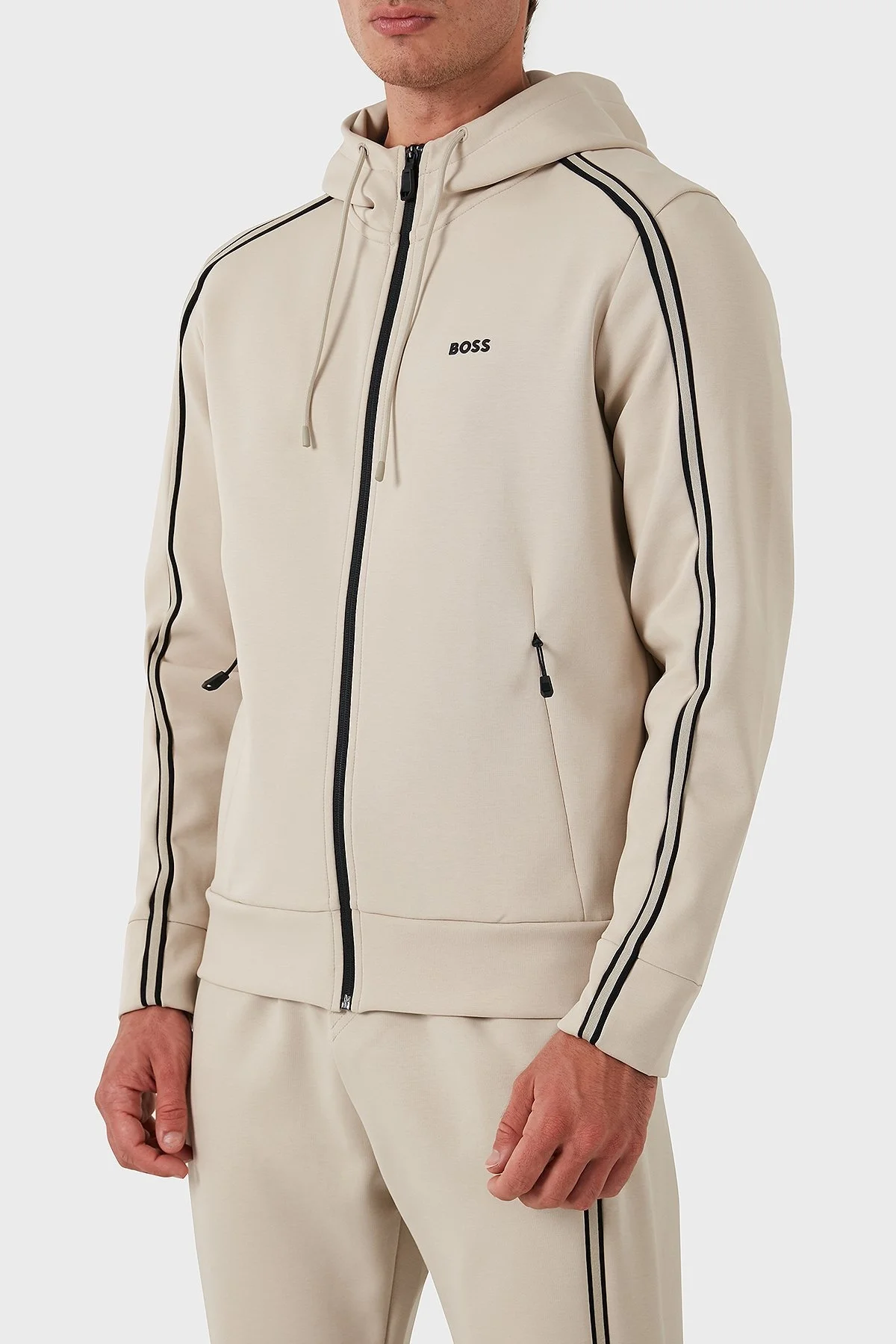 Boss Pamuklu Logolu Regular Fit Kapüşonlu Erkek Sweat 50523912 271 BEJ - 12