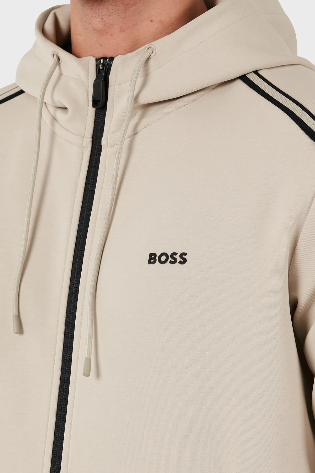 Boss Pamuklu Logolu Regular Fit Kapüşonlu Erkek Sweat 50523912 271 BEJ - 14