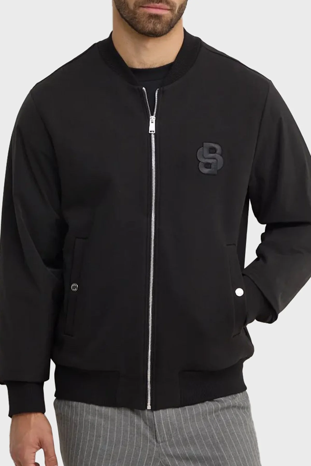 Boss Pamuklu Logolu Regular Fit Kolej Yaka Fermuarlı Erkek Sweat 50524338 001 SİYAH - 1