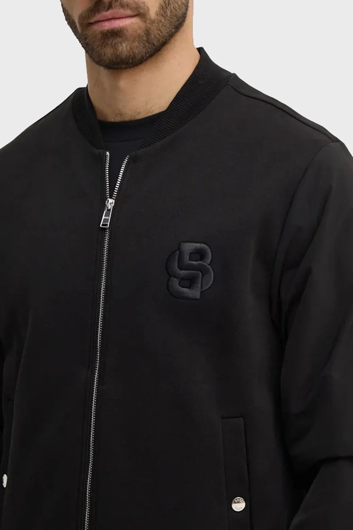 Boss Pamuklu Logolu Regular Fit Kolej Yaka Fermuarlı Erkek Sweat 50524338 001 SİYAH - 5