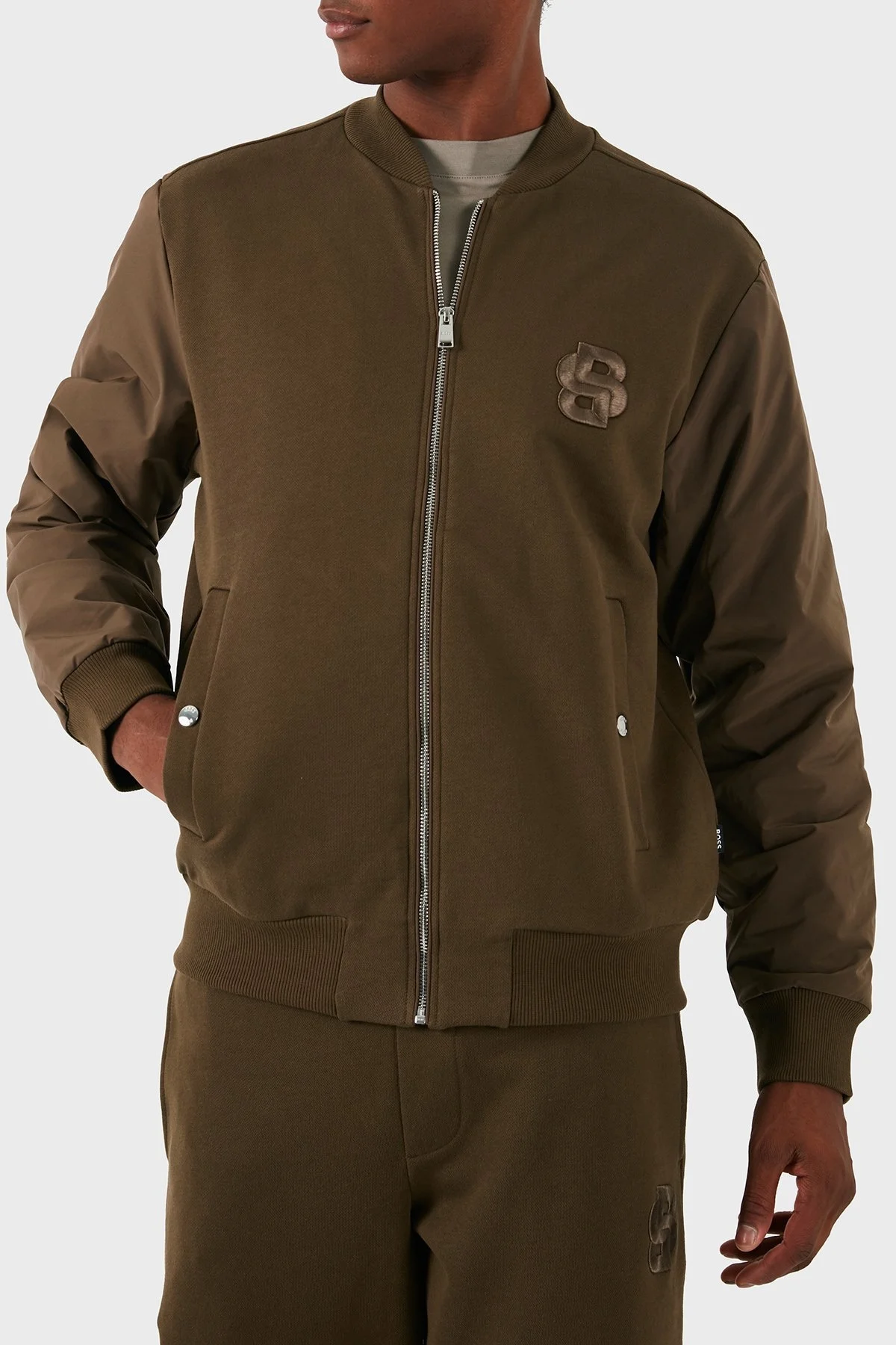 Boss Pamuklu Logolu Regular Fit Kolej Yaka Fermuarlı Erkek Sweat 50524338 361 KAHVE - 4