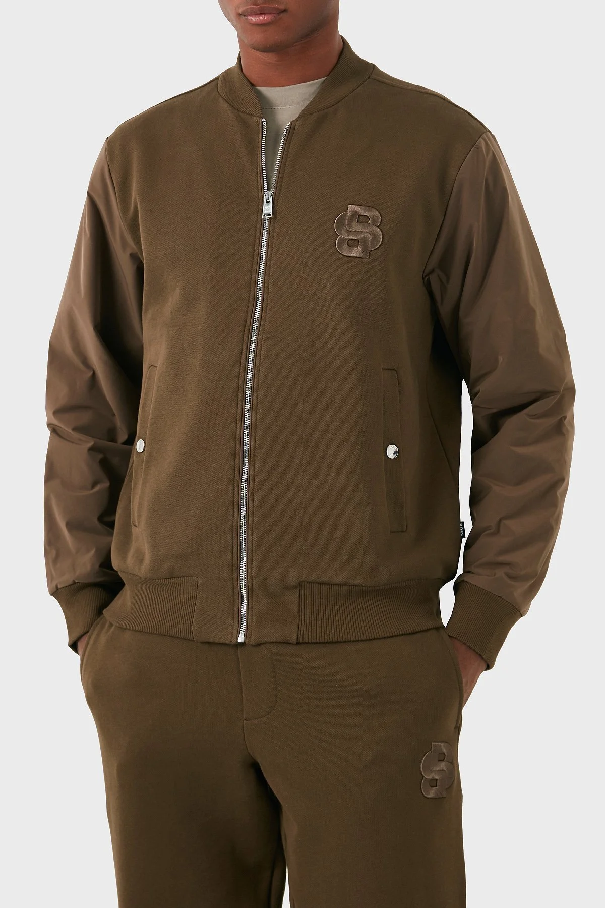 Boss Pamuklu Logolu Regular Fit Kolej Yaka Fermuarlı Erkek Sweat 50524338 361 KAHVE - 1