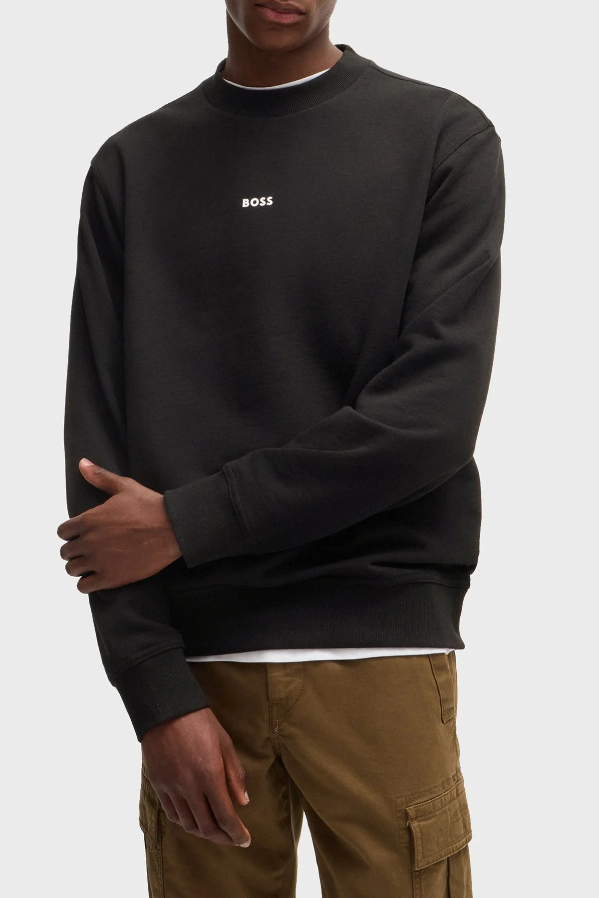 Boss Pamuklu Logolu Relaxed Fit Bisiklet Yaka Erkek Sweat 50514541 001 SİYAH - 1