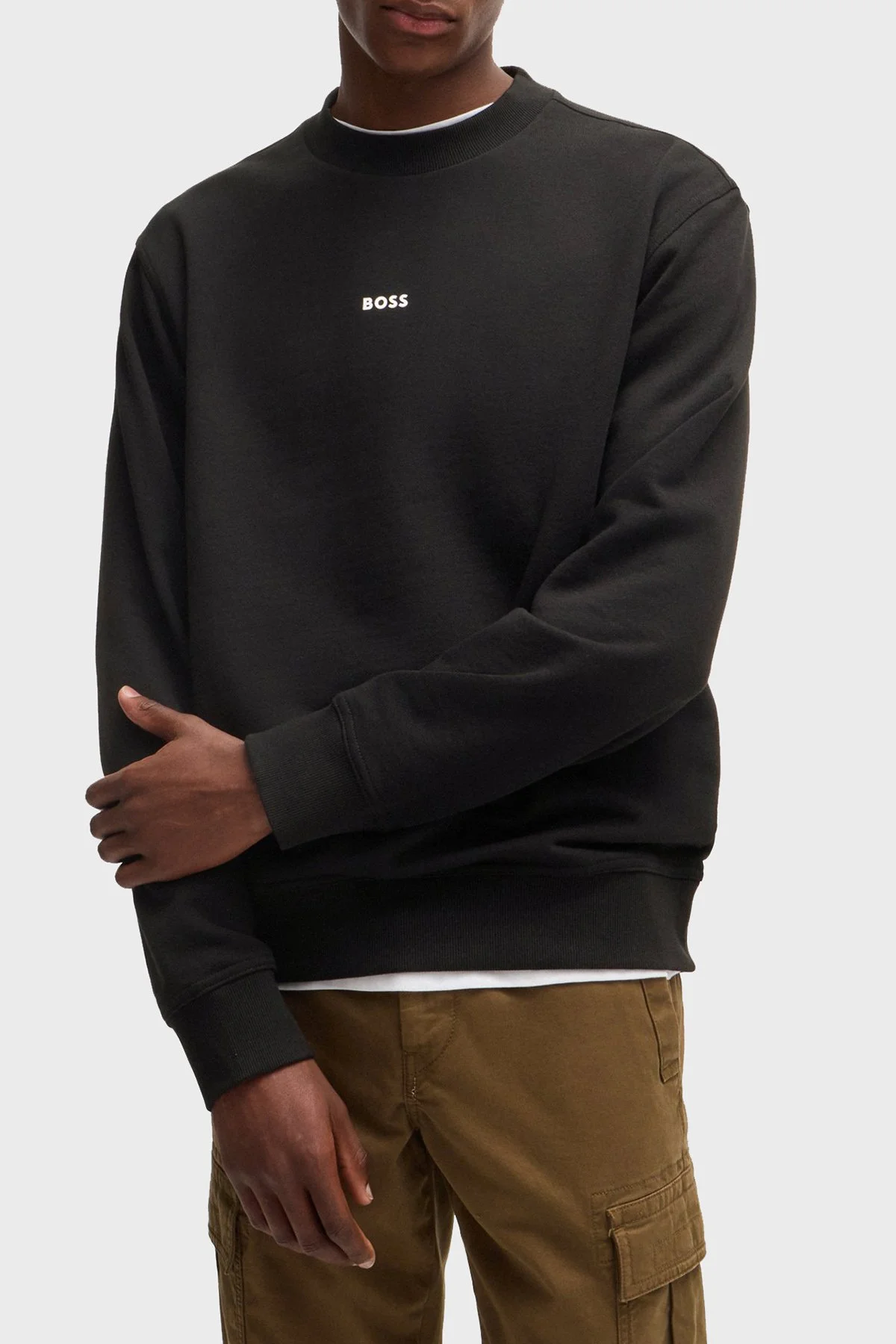Boss Pamuklu Logolu Relaxed Fit Bisiklet Yaka Erkek Sweat 50514541 001 SİYAH - 1