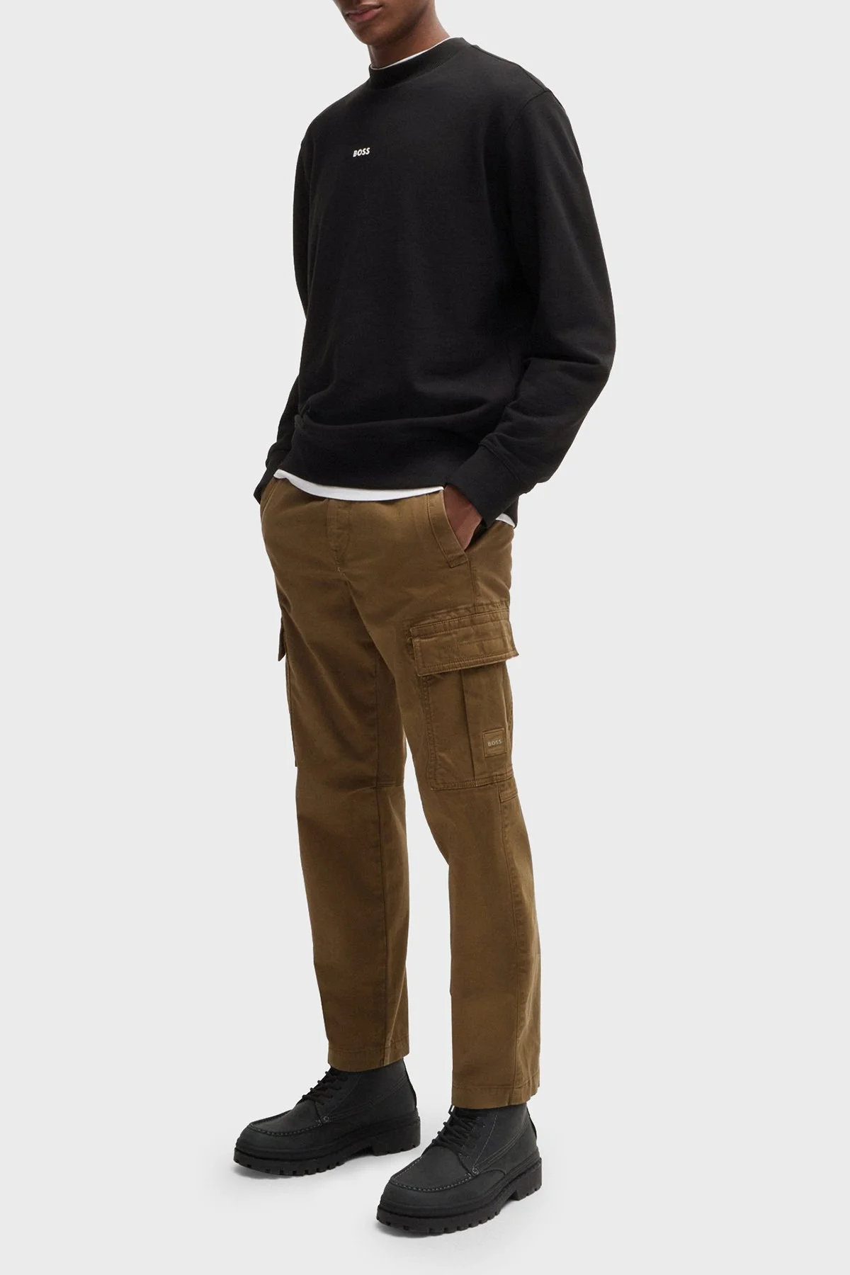 Boss Pamuklu Logolu Relaxed Fit Bisiklet Yaka Erkek Sweat 50514541 001 SİYAH - 2