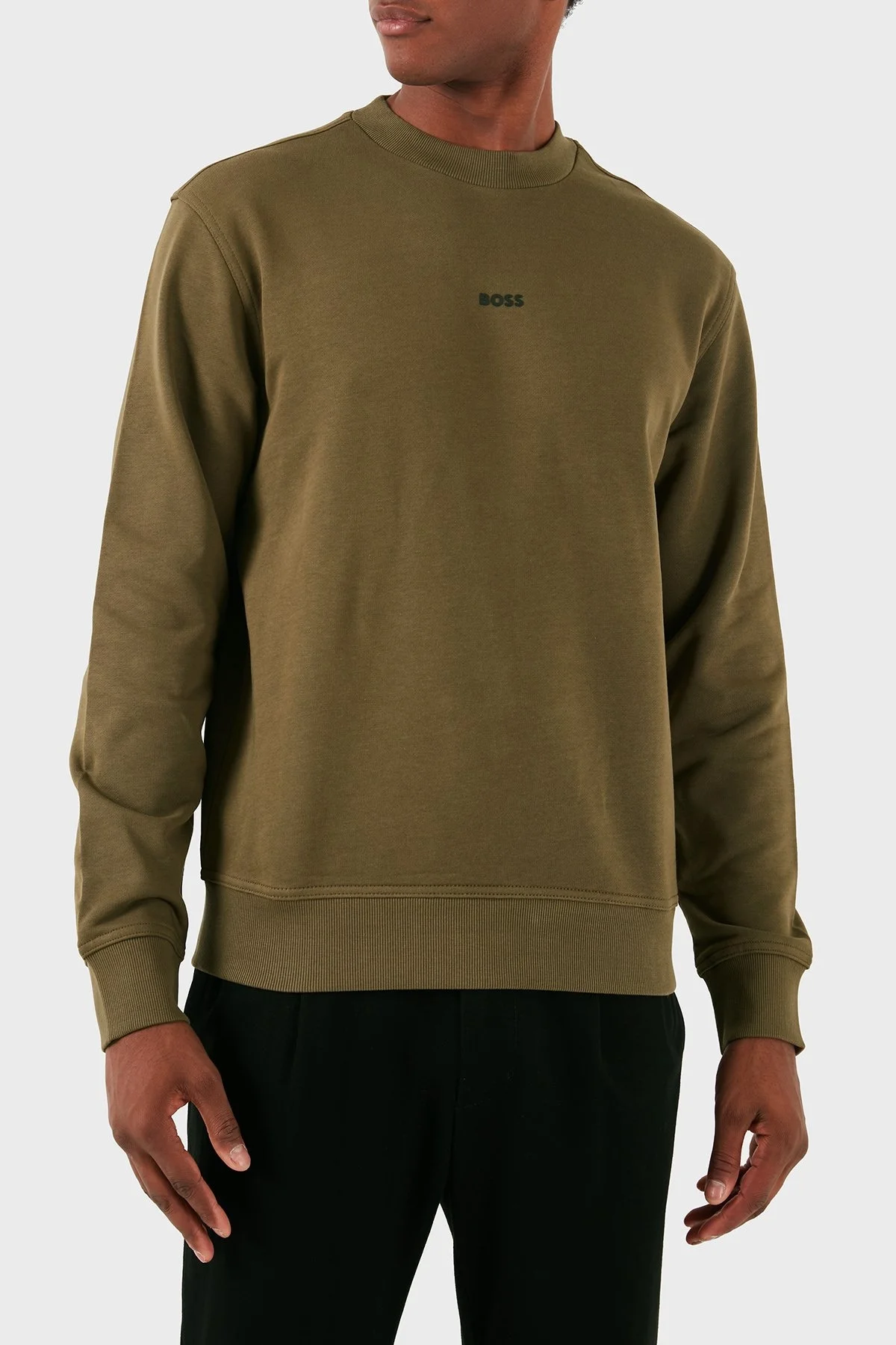 Boss Pamuklu Logolu Relaxed Fit Bisiklet Yaka Erkek Sweat 50514541 368 HAKİ - 4