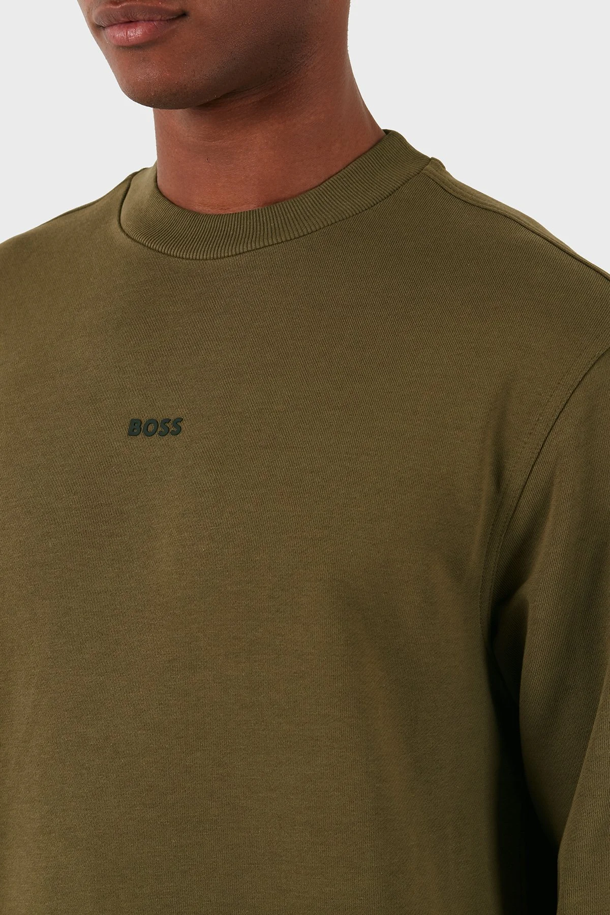 Boss Pamuklu Logolu Relaxed Fit Bisiklet Yaka Erkek Sweat 50514541 368 HAKİ - 5
