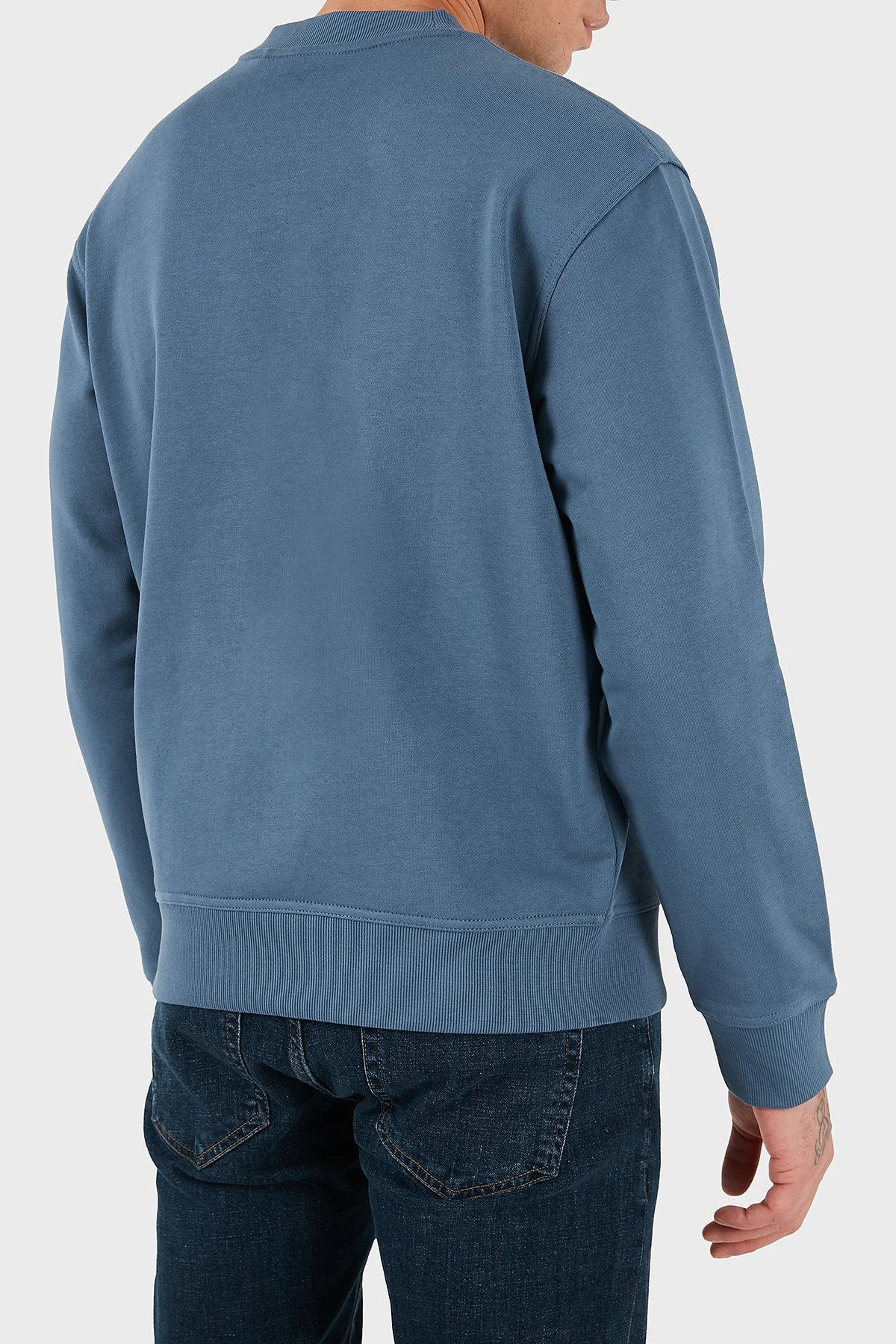 Boss Pamuklu Logolu Relaxed Fit Bisiklet Yaka Erkek Sweat 50514541 495 MAVİ - 3