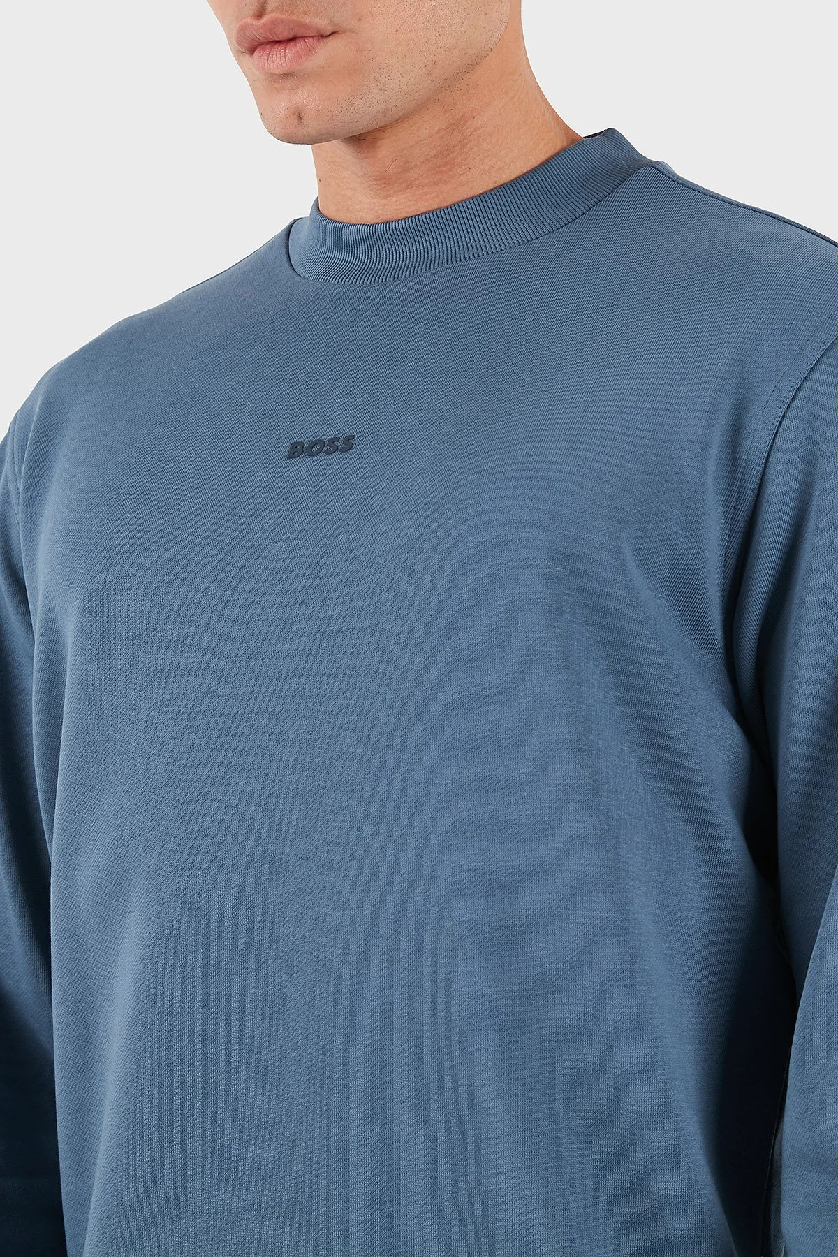 Boss Pamuklu Logolu Relaxed Fit Bisiklet Yaka Erkek Sweat 50514541 495 MAVİ - 6