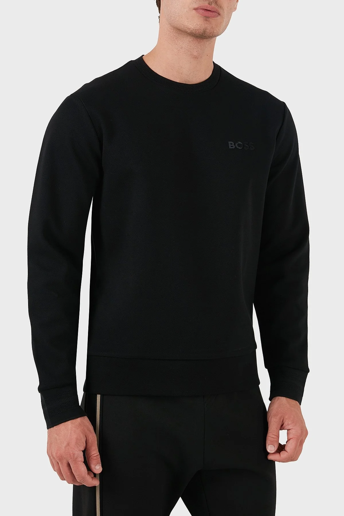 Boss Pamuklu Logolu Slim Fit Bisiklet Yaka Erkek Sweat 50528312 001 SİYAH - 4