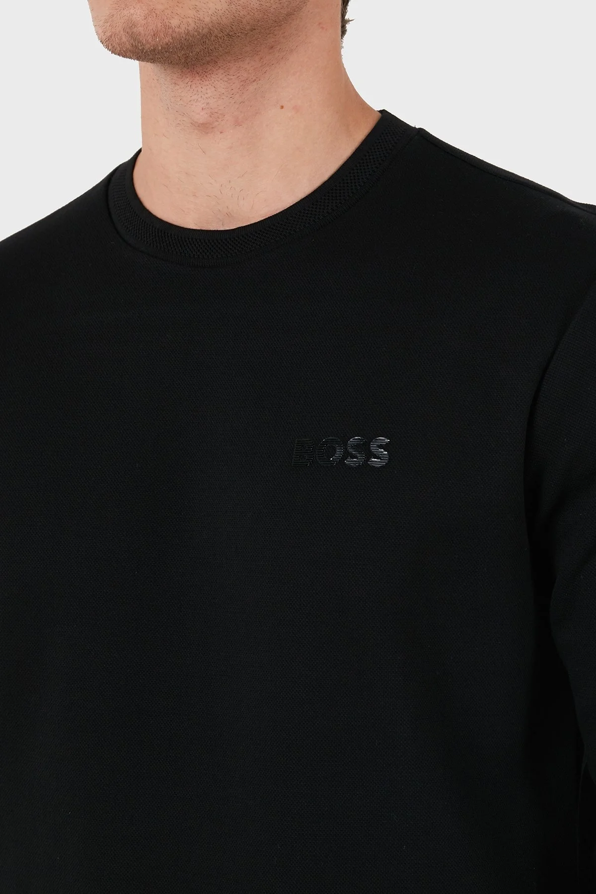 Boss Pamuklu Logolu Slim Fit Bisiklet Yaka Erkek Sweat 50528312 001 SİYAH - 5