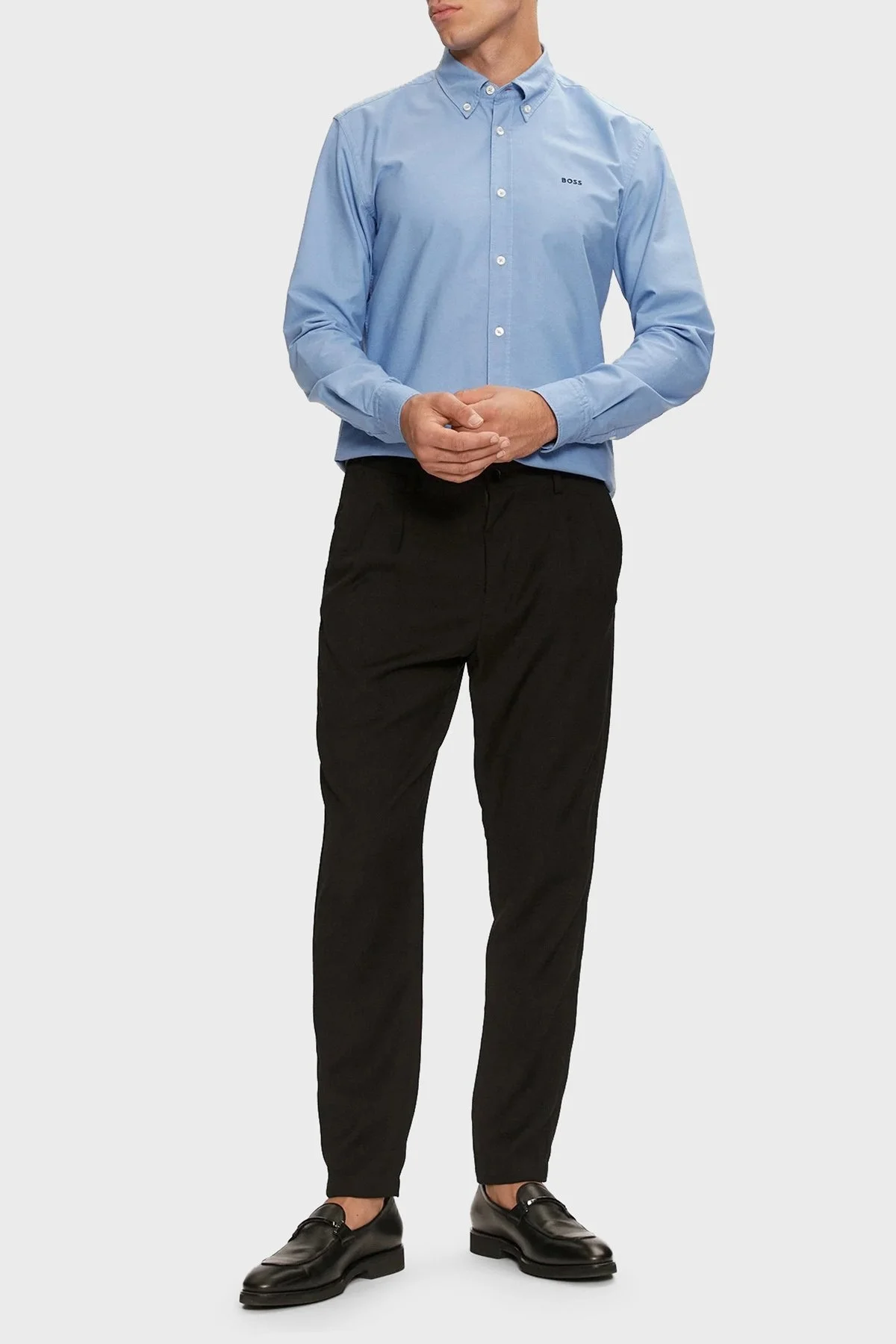 Boss Pamuklu Logolu Slim Fit Erkek Gömlek 50521996 450 MAVİ - 8