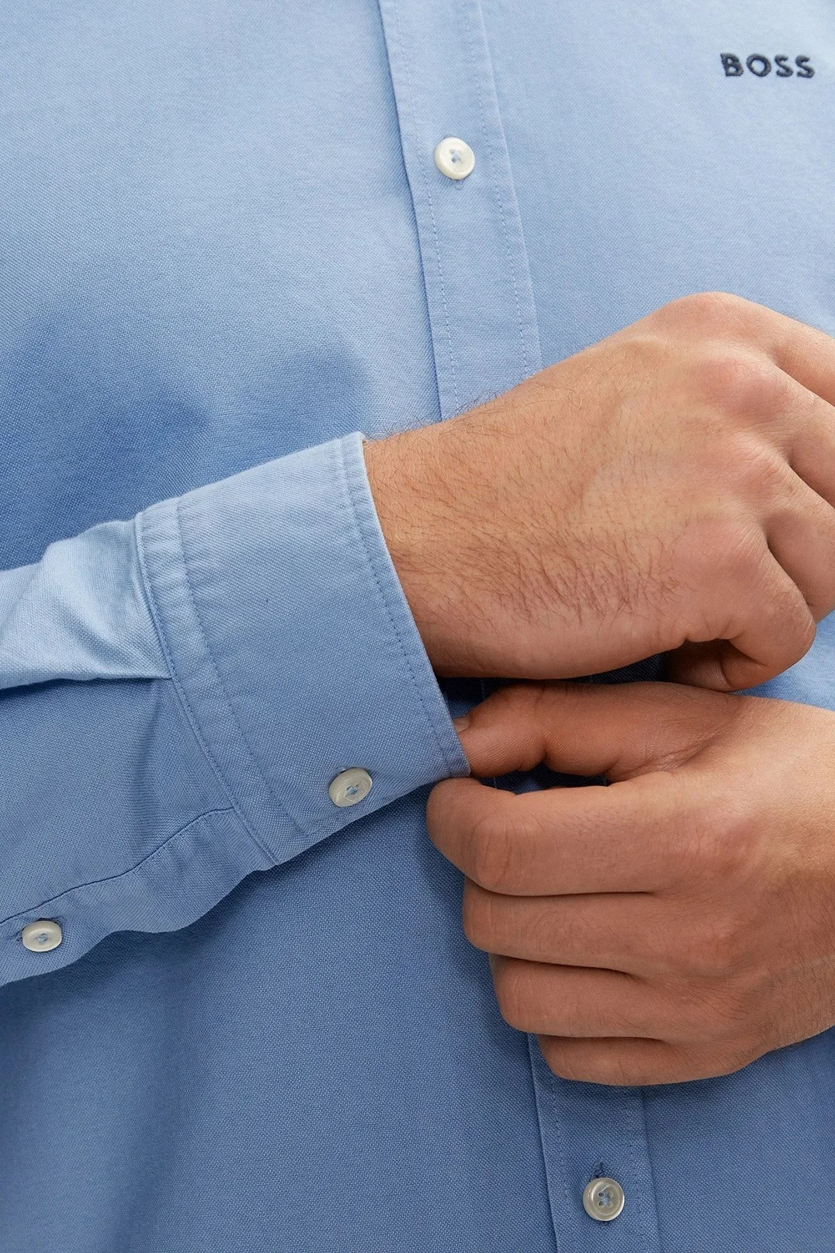 Boss Pamuklu Logolu Slim Fit Erkek Gömlek 50521996 450 MAVİ - 10
