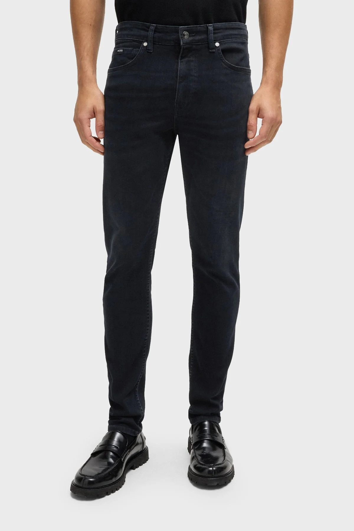 Boss Pamuklu Logolu Slim Fit Normal Bel Dar Paça Jeans Erkek Kot Pantolon 50536590 005 SİYAH - 1