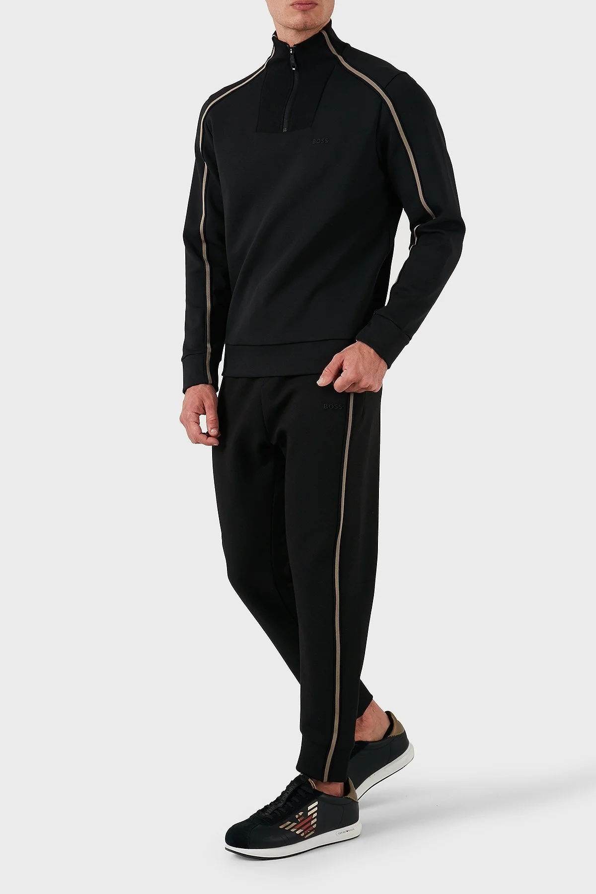 Boss Pamuklu Logolu Slim Fit Yarım Fermuarlı Dik Yaka Erkek Sweat 50523911 001 SİYAH - 3