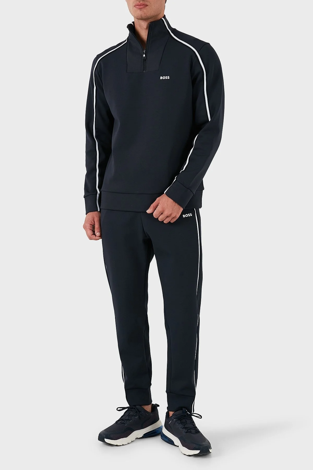 Boss Pamuklu Logolu Slim Fit Yarım Fermuarlı Dik Yaka Erkek Sweat 50523911 402 LACİVERT - 2