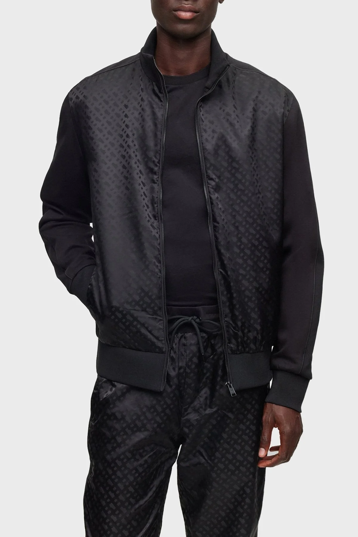 Boss Pamuklu Monogram Detaylı Regular Fit Fermuarlı Dik Yaka Erkek Sweat 50494081 001 SİYAH - 1