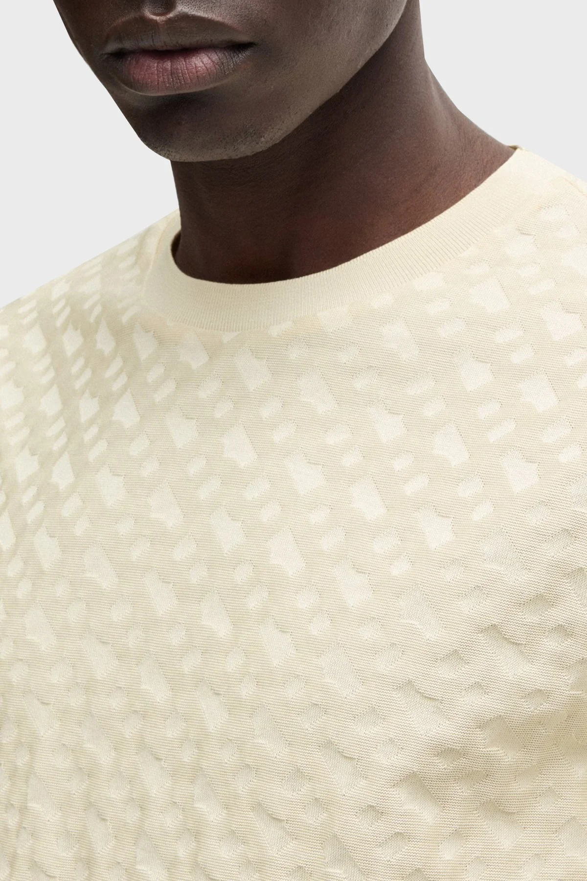 Boss Pamuklu Monogram Logo Baskılı Regular Fit Bisiklet Yaka Erkek T Shirt 50537131 131 BEJ - 4