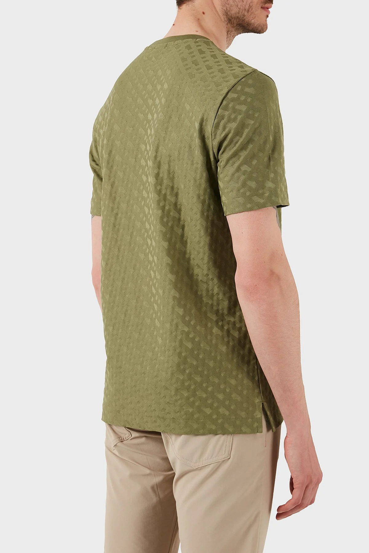 Boss Pamuklu Monogram Logo Baskılı Regular Fit Bisiklet Yaka Erkek T Shirt 50537131 311 AÇIK YEŞİL - 3