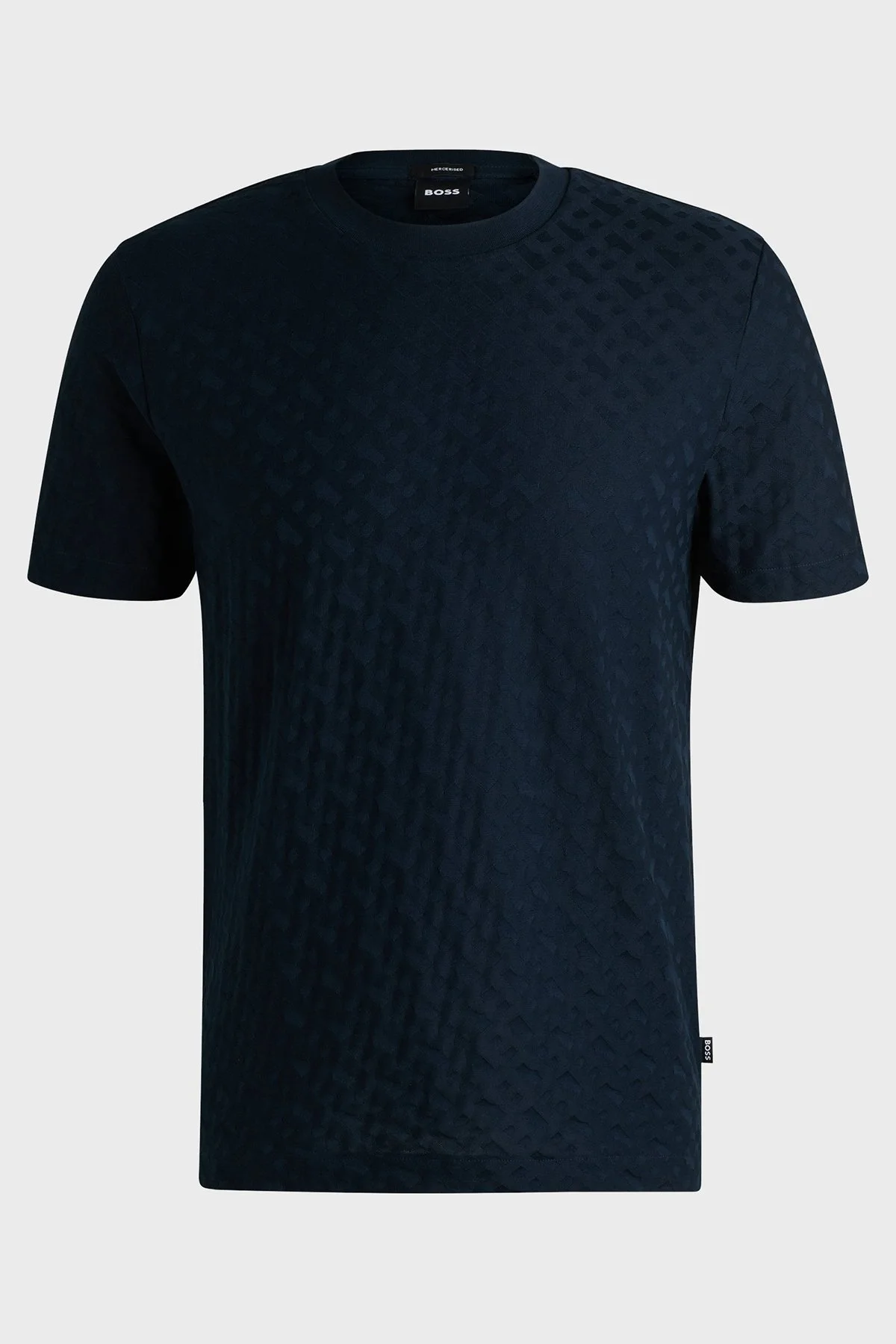 Boss Pamuklu Monogram Logo Baskılı Regular Fit Bisiklet Yaka Erkek T Shirt 50537131 404 LACİVERT - 5