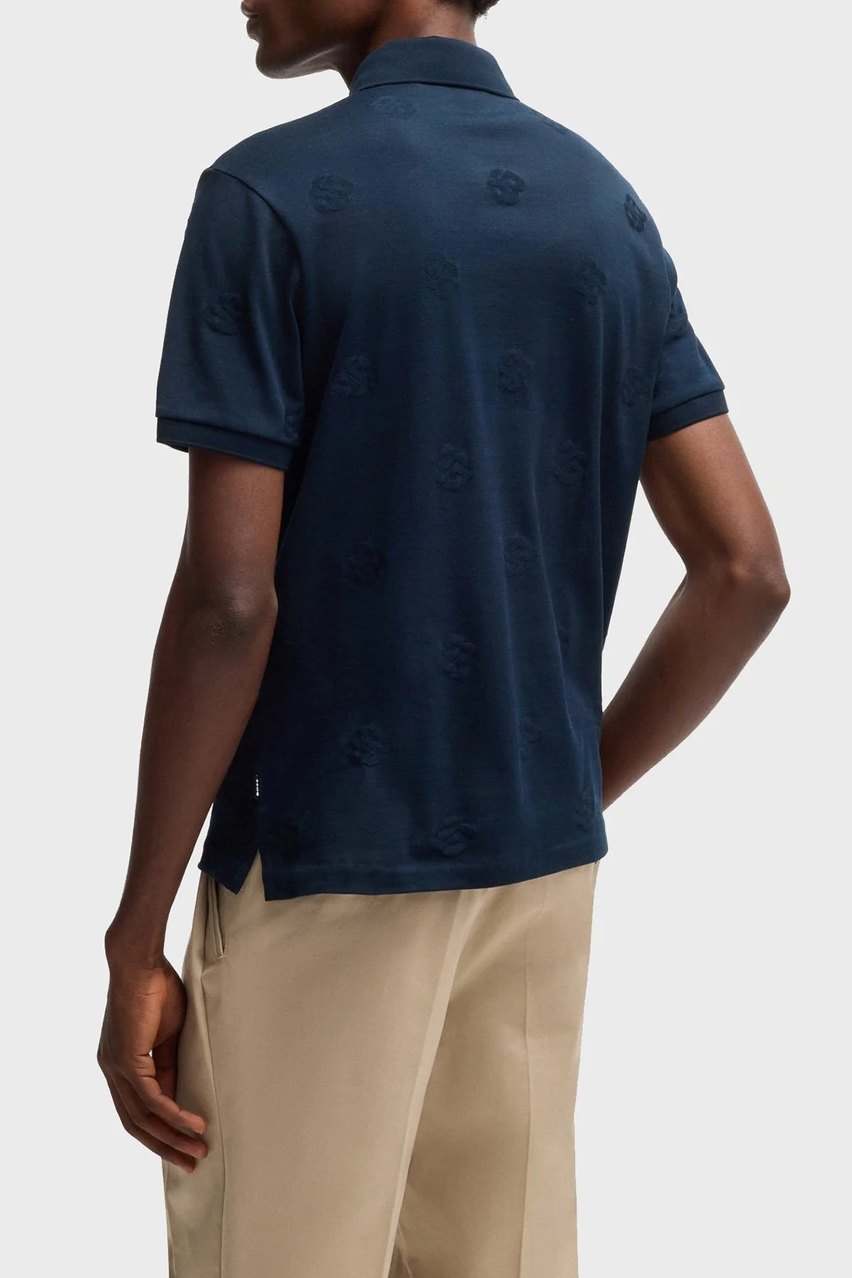 Boss Pamuklu Monogram Logo Baskılı Regular Fit Düğmeli Erkek Polo Yaka T Shirt 50532765 404 LACİVERT - 3