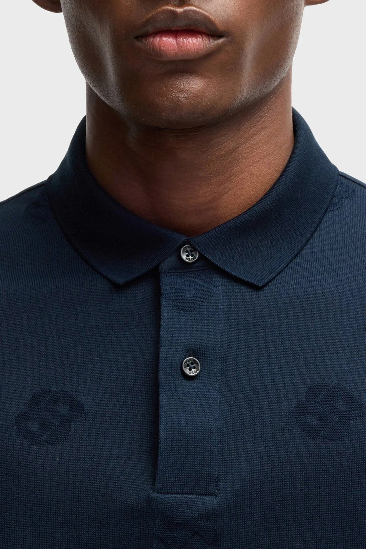 Boss Pamuklu Monogram Logo Baskılı Regular Fit Düğmeli Erkek Polo Yaka T Shirt 50532765 404 LACİVERT - 4