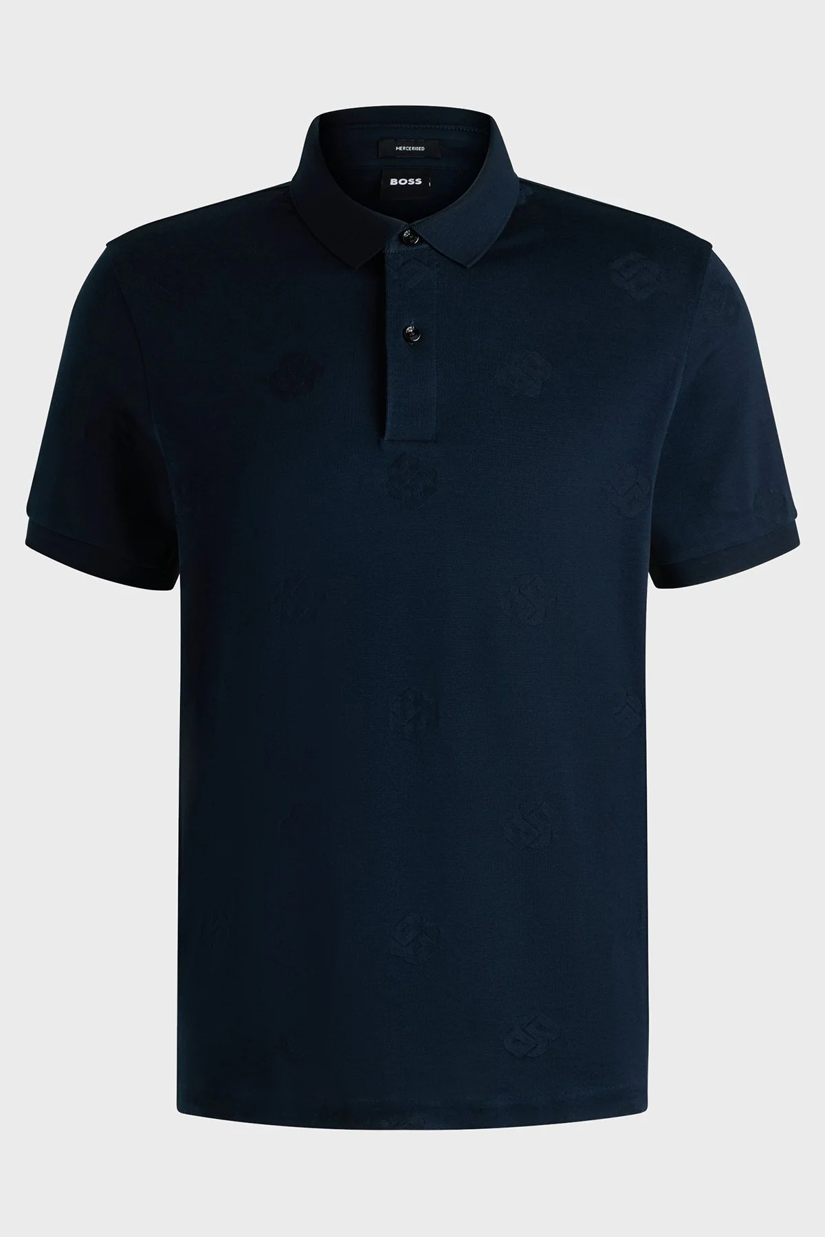 Boss Pamuklu Monogram Logo Baskılı Regular Fit Düğmeli Erkek Polo Yaka T Shirt 50532765 404 LACİVERT - 5