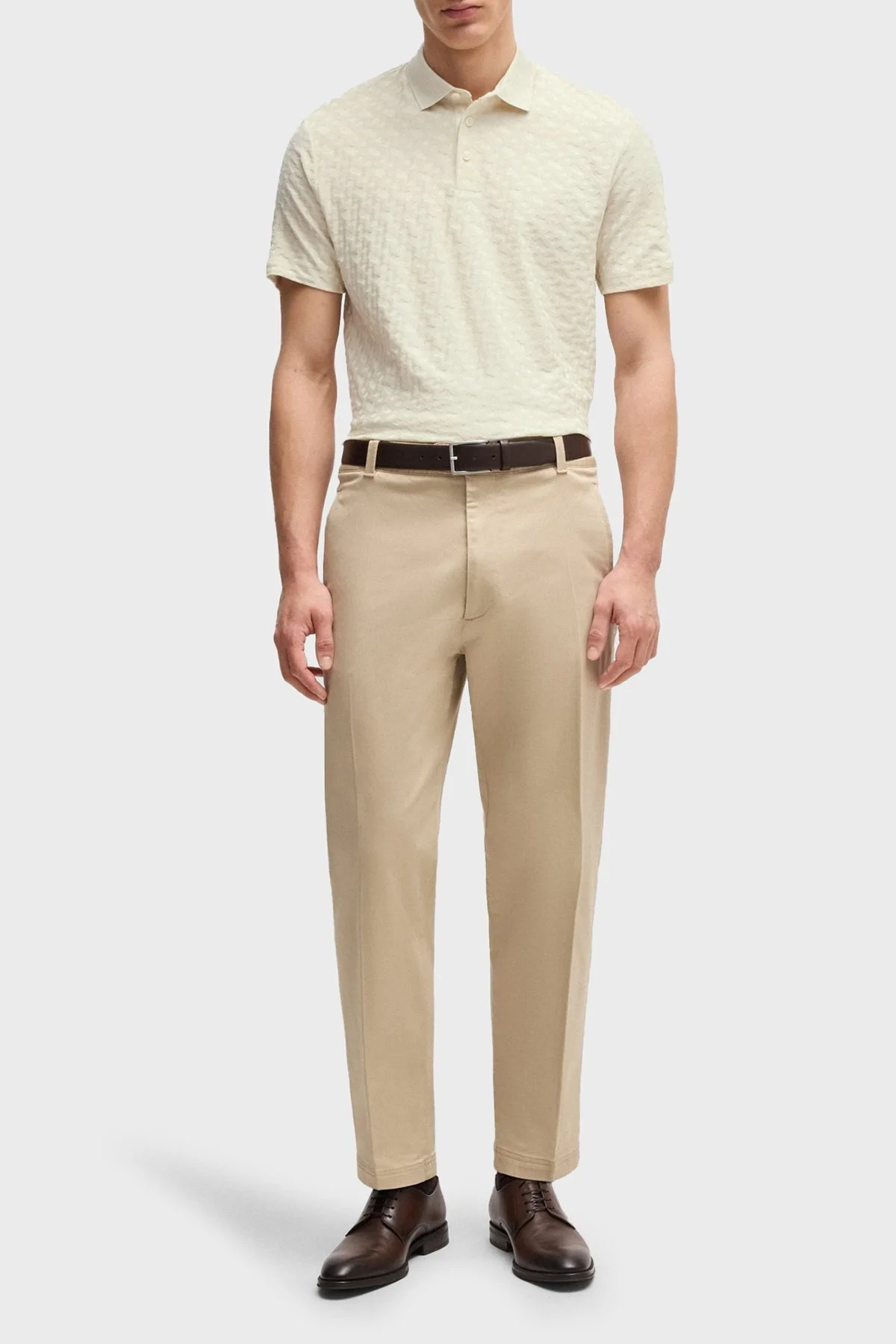 Boss Pamuklu Monogram Logo Baskılı Regular Fit Düğmeli Erkek Polo Yaka T Shirt 50537132 131 BEJ - 2