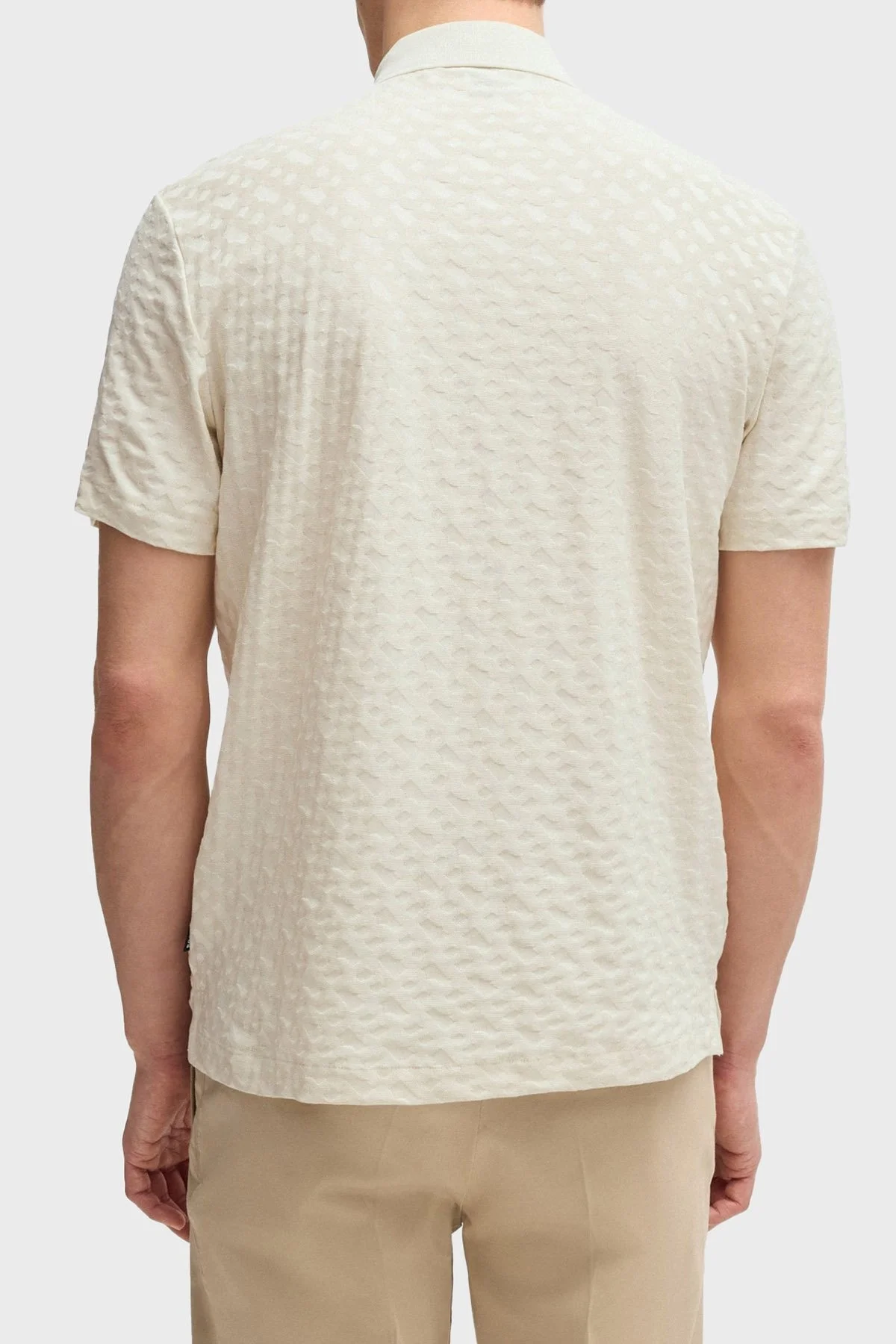 Boss Pamuklu Monogram Logo Baskılı Regular Fit Düğmeli Erkek Polo Yaka T Shirt 50537132 131 BEJ - 3