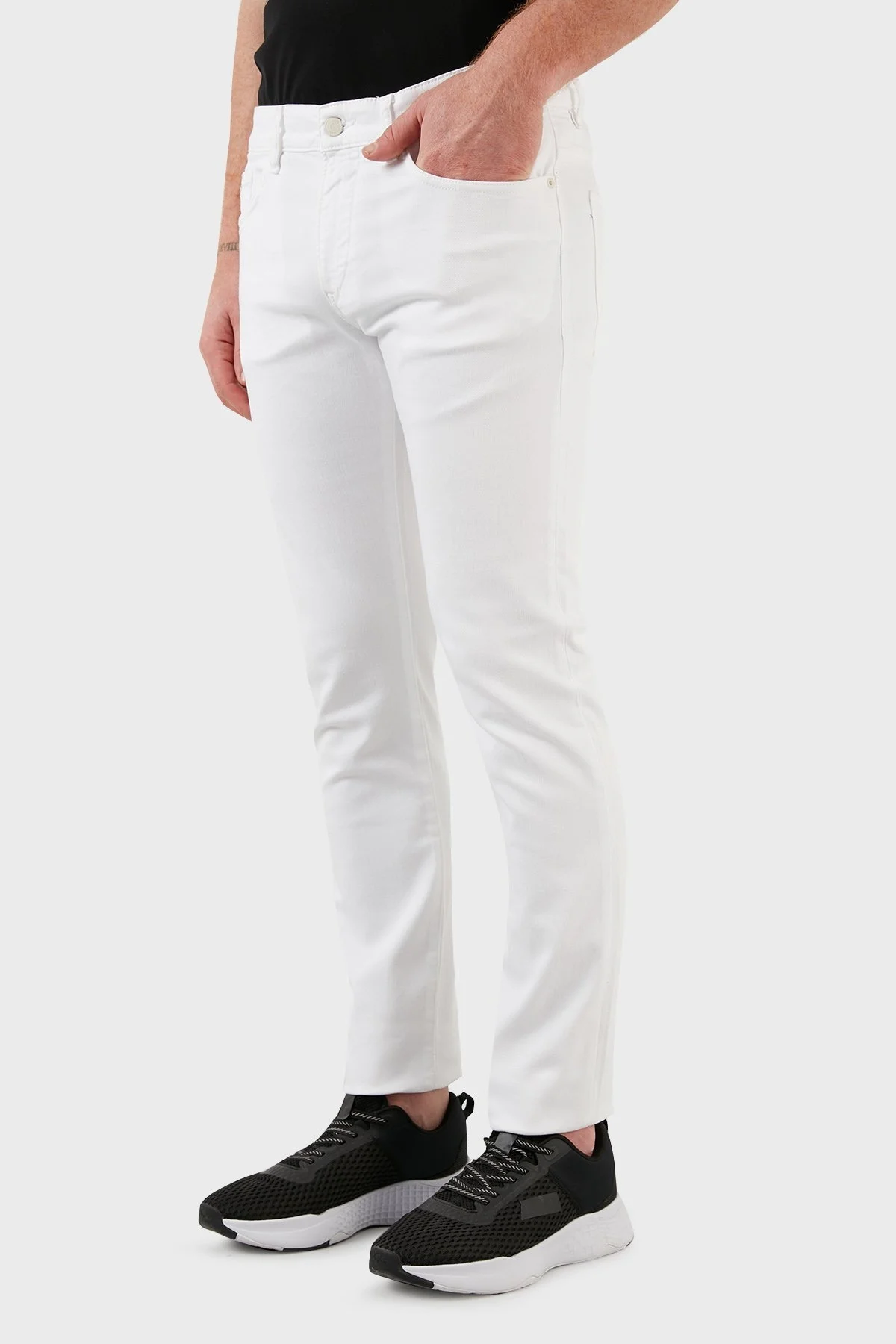 Boss Pamuklu Normal Bel Regular Fit Düz Paça Jeans Erkek Kot Pantolon 50467675 101 BEYAZ - 3