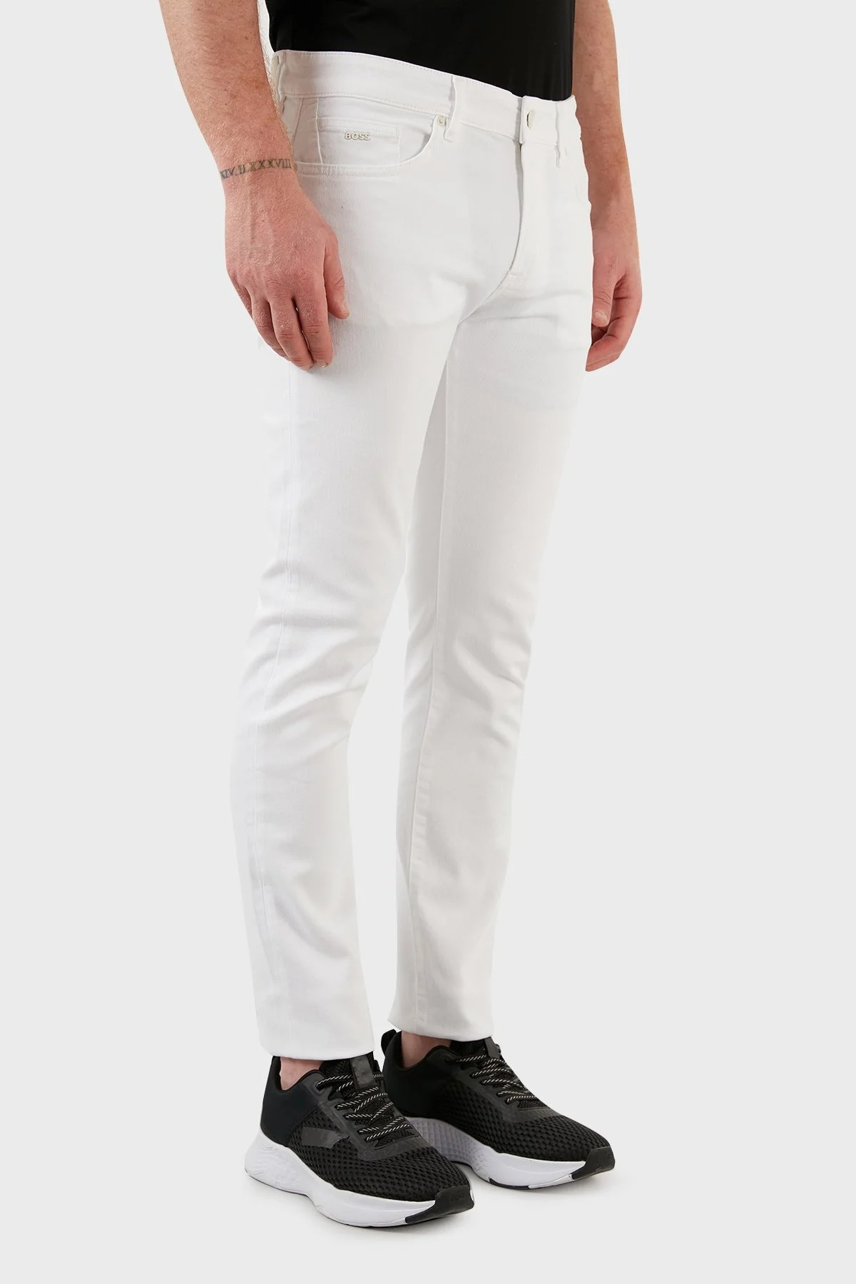 Boss Pamuklu Normal Bel Regular Fit Düz Paça Jeans Erkek Kot Pantolon 50467675 101 BEYAZ - 4