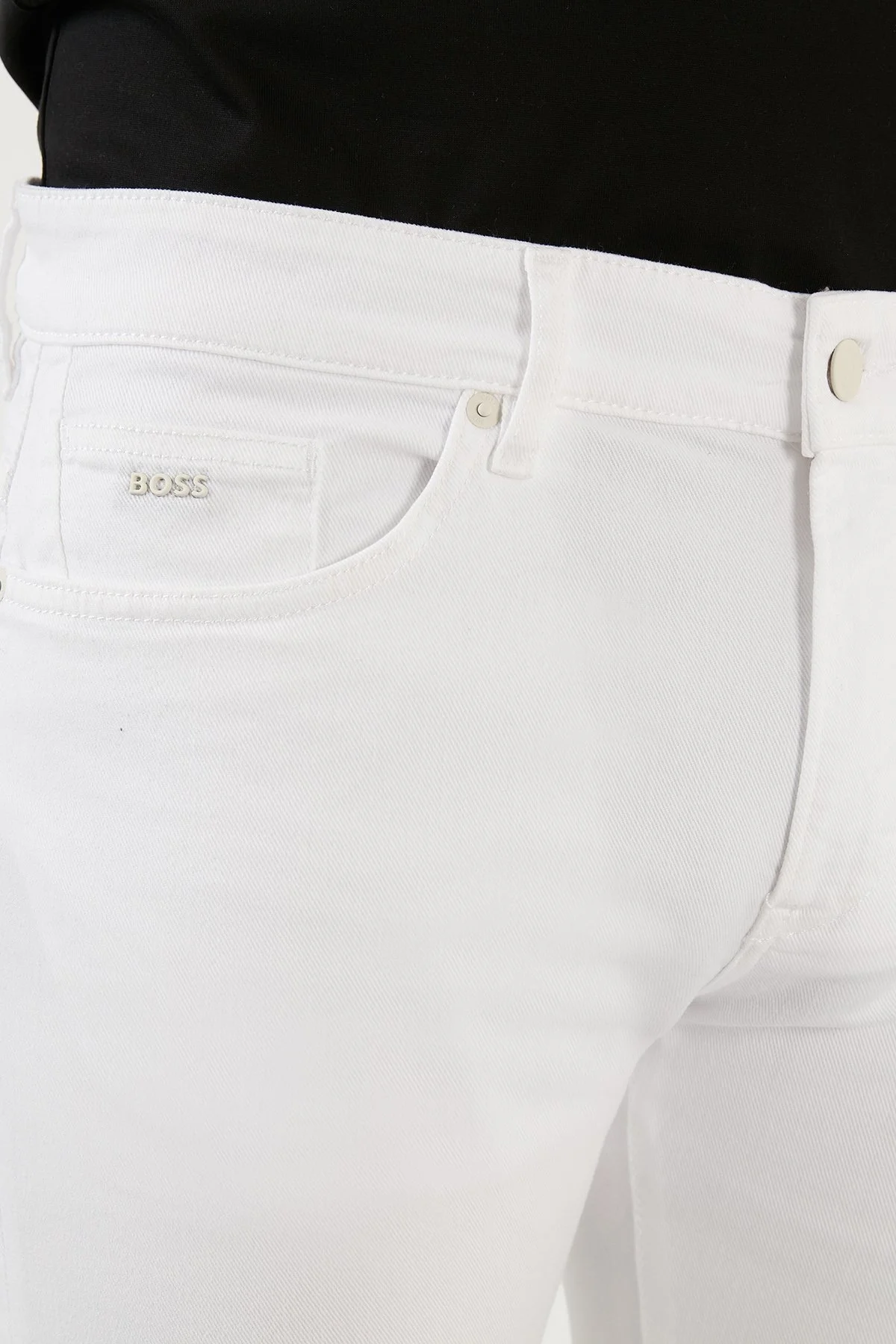 Boss Pamuklu Normal Bel Regular Fit Düz Paça Jeans Erkek Kot Pantolon 50467675 101 BEYAZ - 6