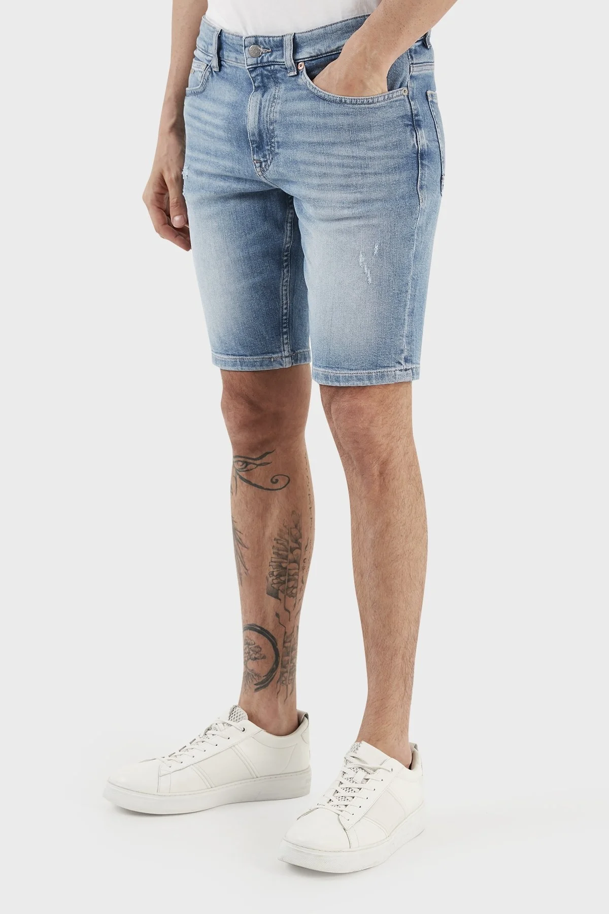 Boss Pamuklu Normal Bel Slim Fit Kot Erkek Short 50490005 441 MAVİ - 2