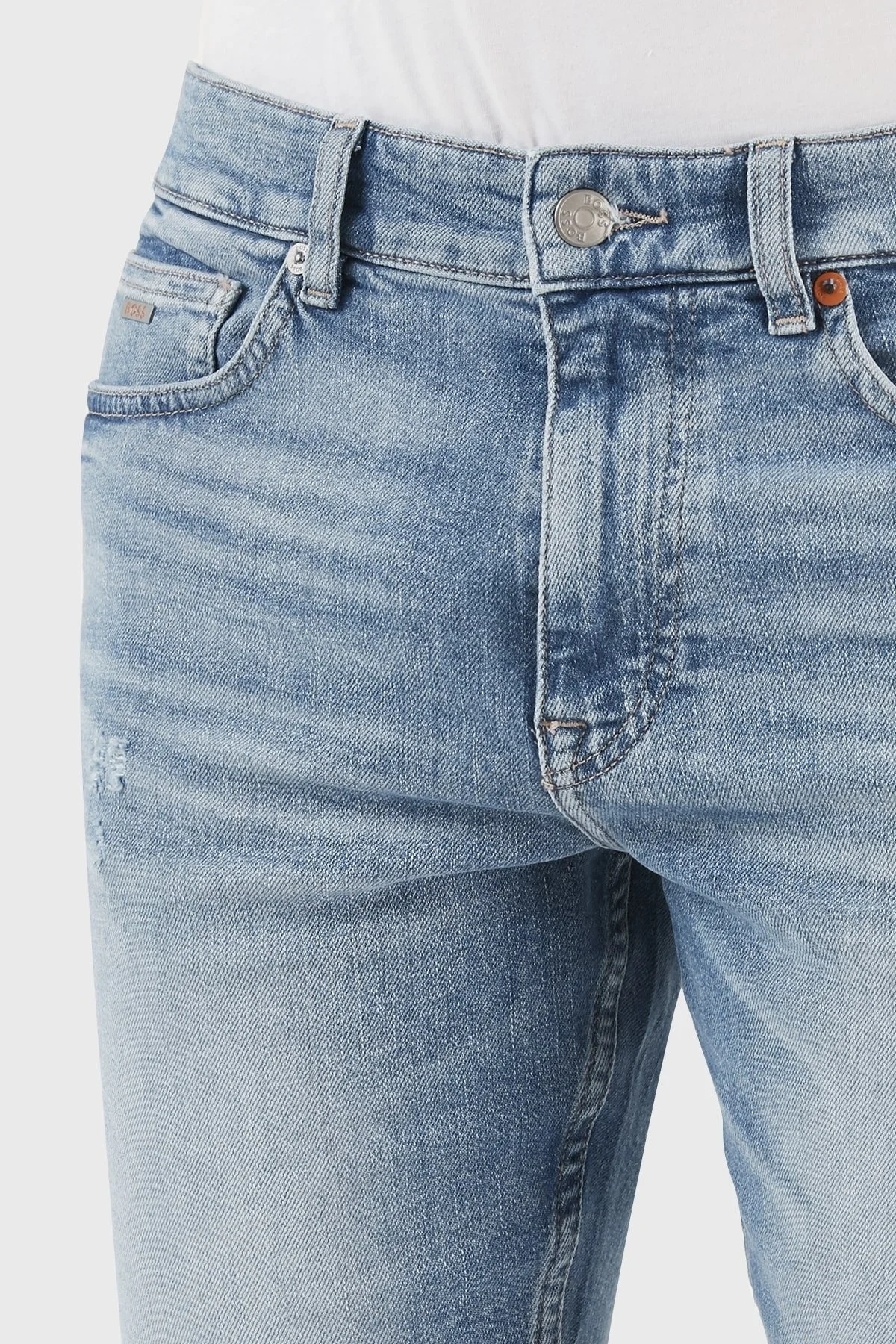 Boss Pamuklu Normal Bel Slim Fit Kot Erkek Short 50490005 441 MAVİ - 5