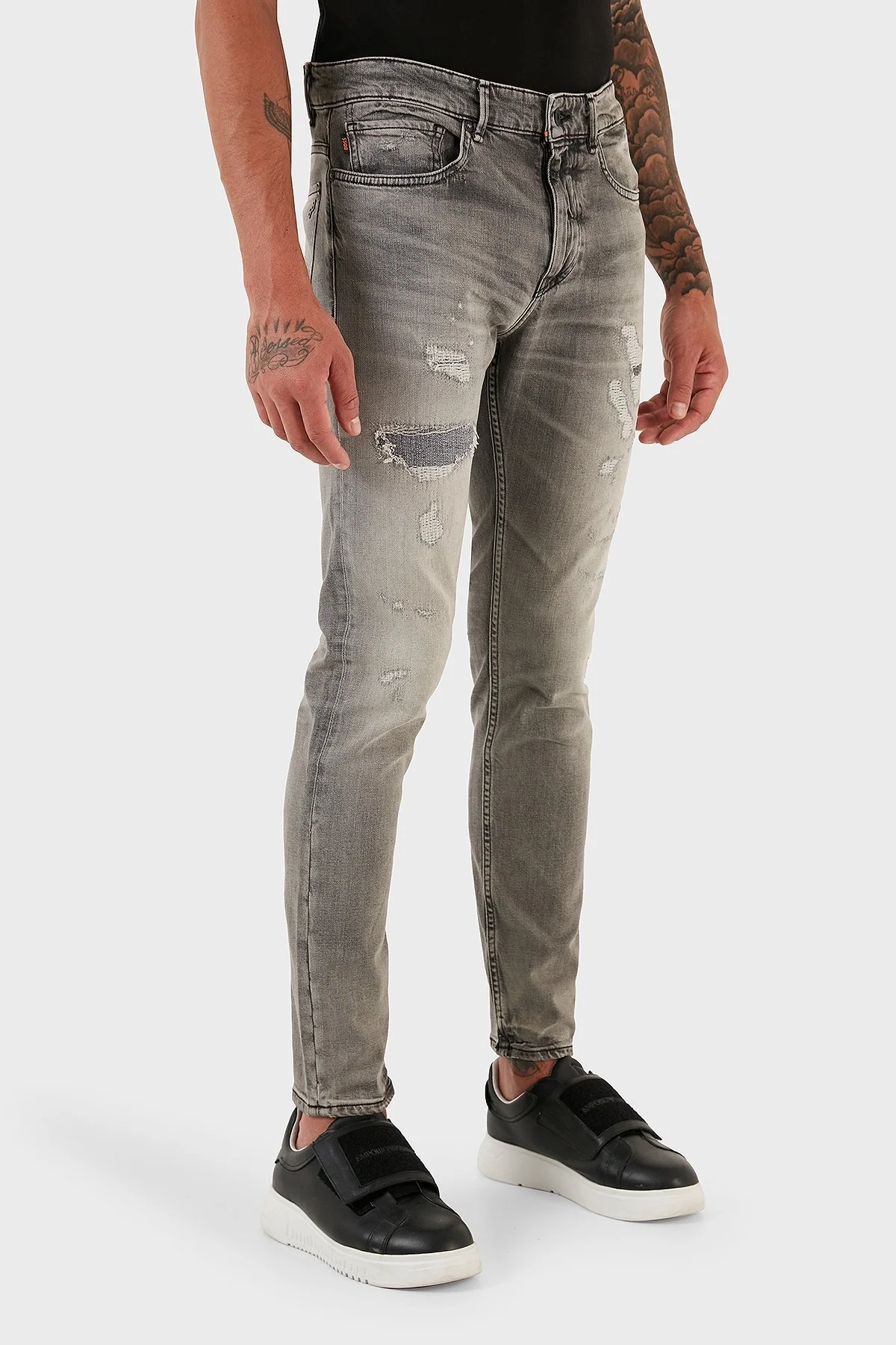 Boss Delano Pamuklu Slim Tapered Fit Dar Paça Jeans Erkek Kot Pantolon 50496515 039 GRİ - 1