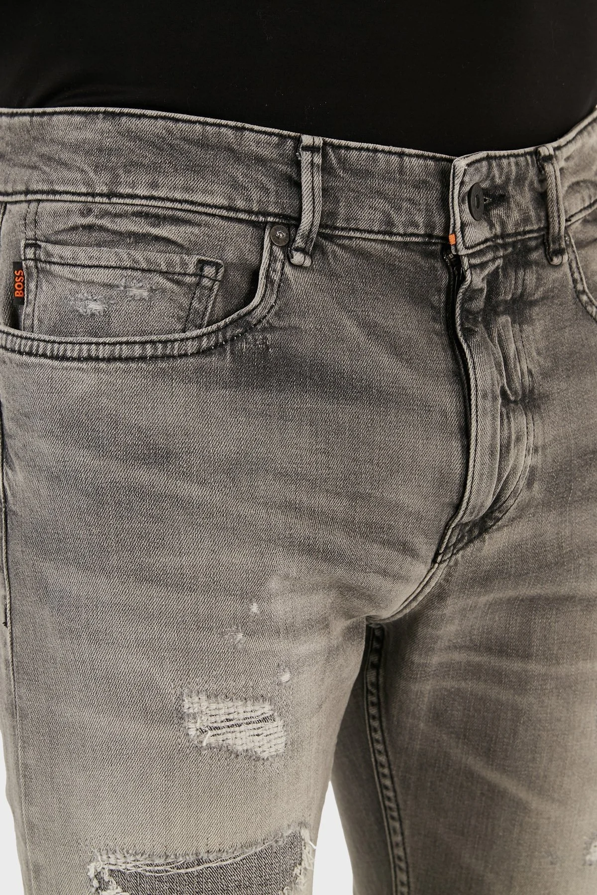 Boss Delano Pamuklu Slim Tapered Fit Dar Paça Jeans Erkek Kot Pantolon 50496515 039 GRİ - 4