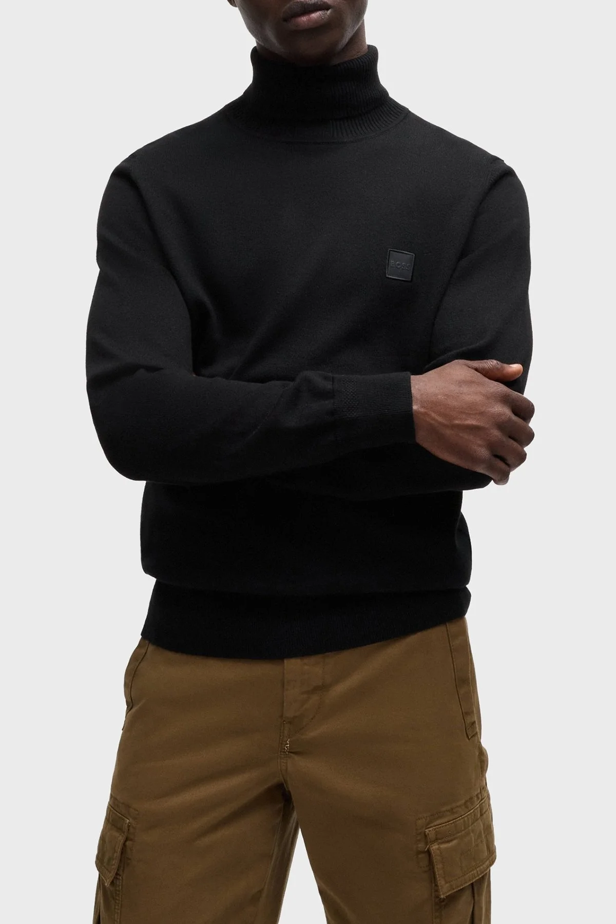 Boss Pamuklu Regular Fit Balıkçı Yaka Erkek Kazak 50527573 001 SİYAH - 6