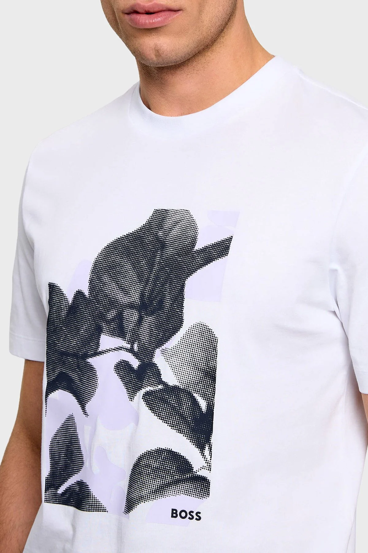 Boss Pamuklu Regular Fit Baskılı Bisiklet Yaka Erkek T Shirt 50559754 100 BEYAZ - 4