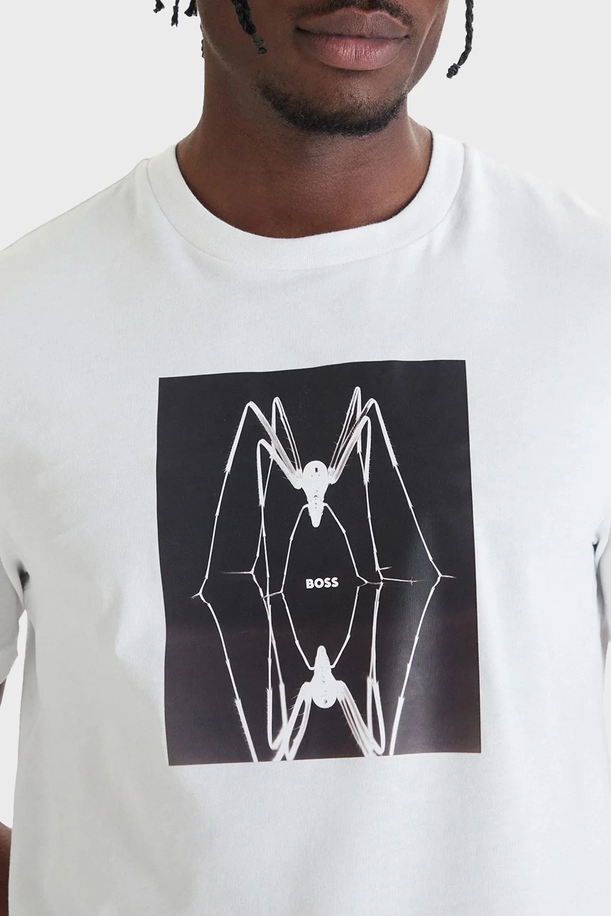 Boss Pamuklu Regular Fit Baskılı Bisiklet Yaka Erkek T Shirt 50561861 100 BEYAZ - 4