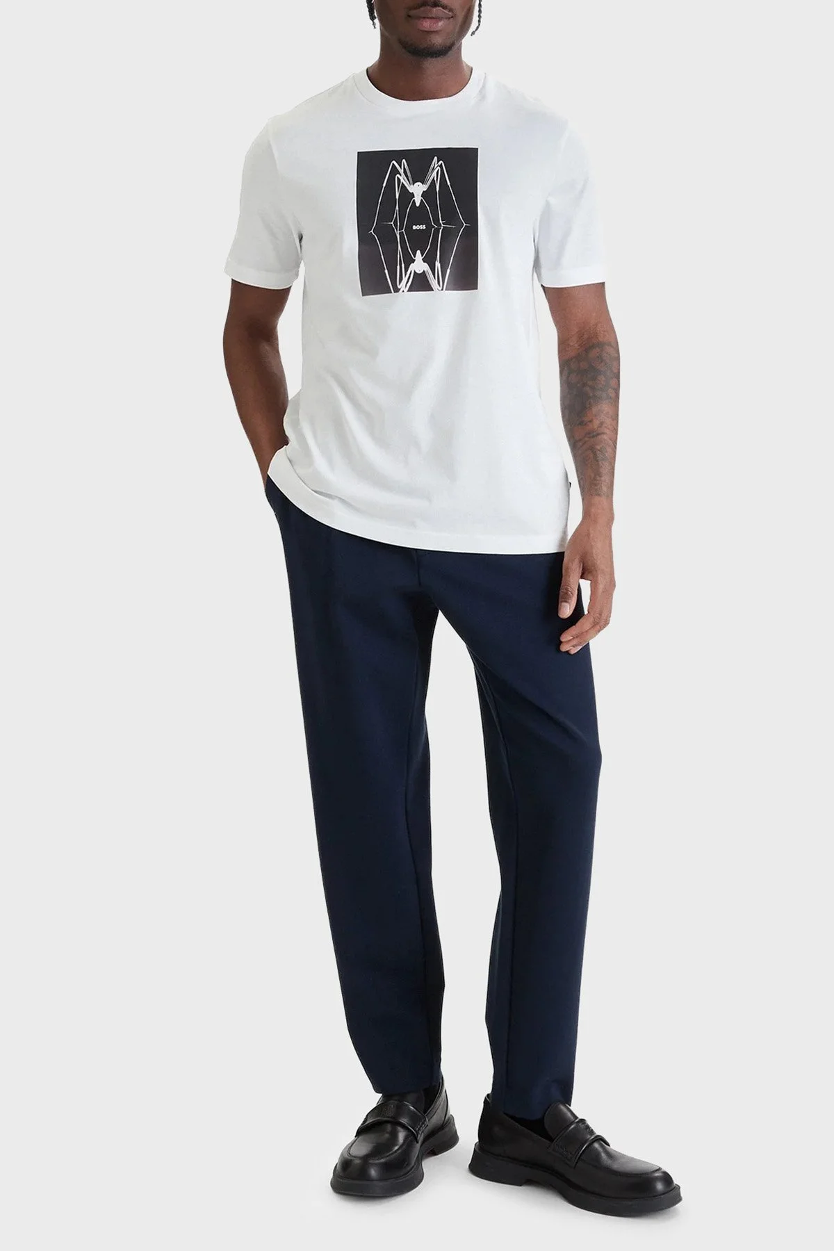 Boss Pamuklu Regular Fit Baskılı Bisiklet Yaka Erkek T Shirt 50561861 100 BEYAZ - 2