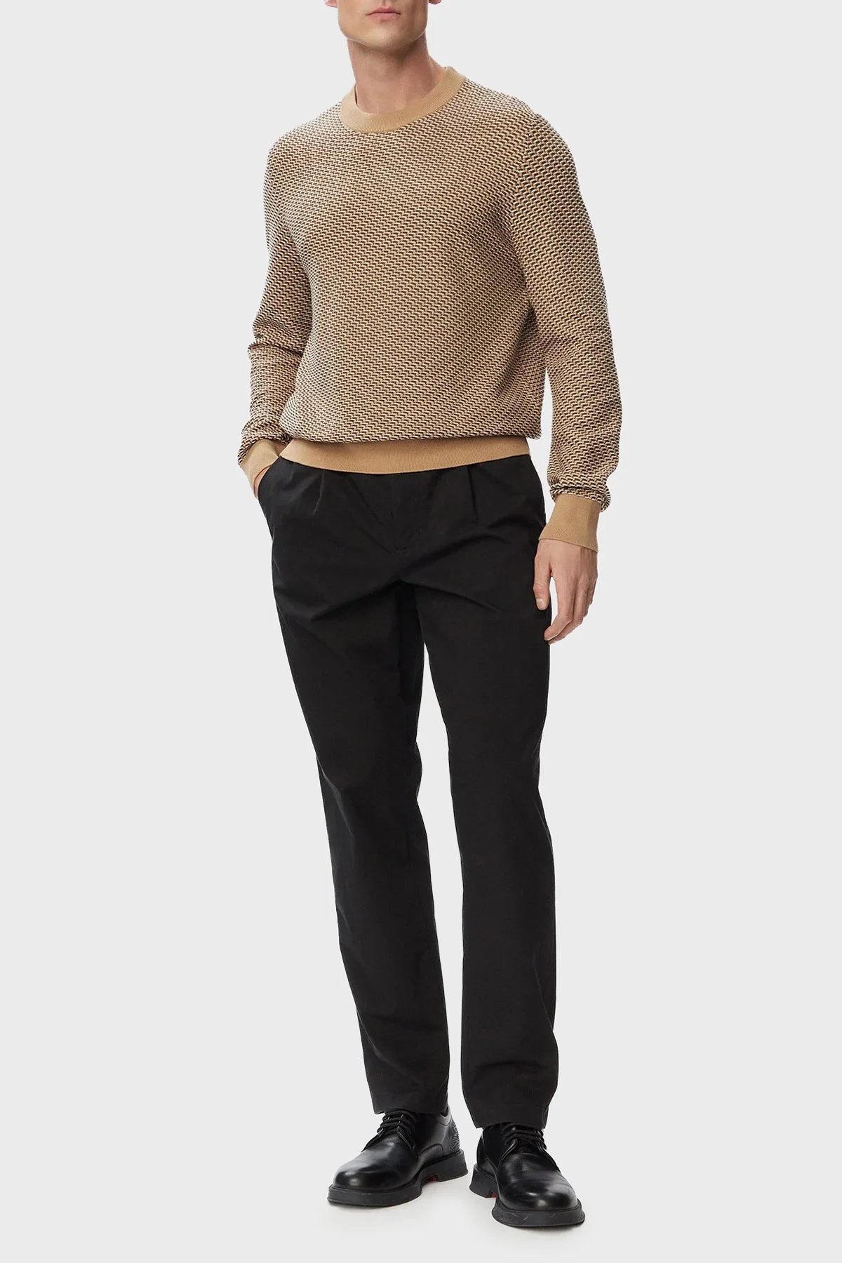 Boss Pamuklu Regular Fit Bisiklet Yaka Dokulu Erkek Kazak 50565565 260 Bej - 2