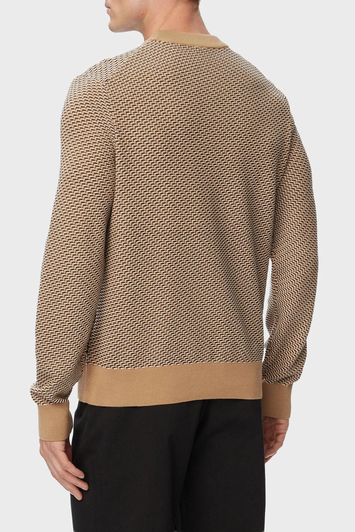Boss Pamuklu Regular Fit Bisiklet Yaka Dokulu Erkek Kazak 50565565 260 Bej - 3