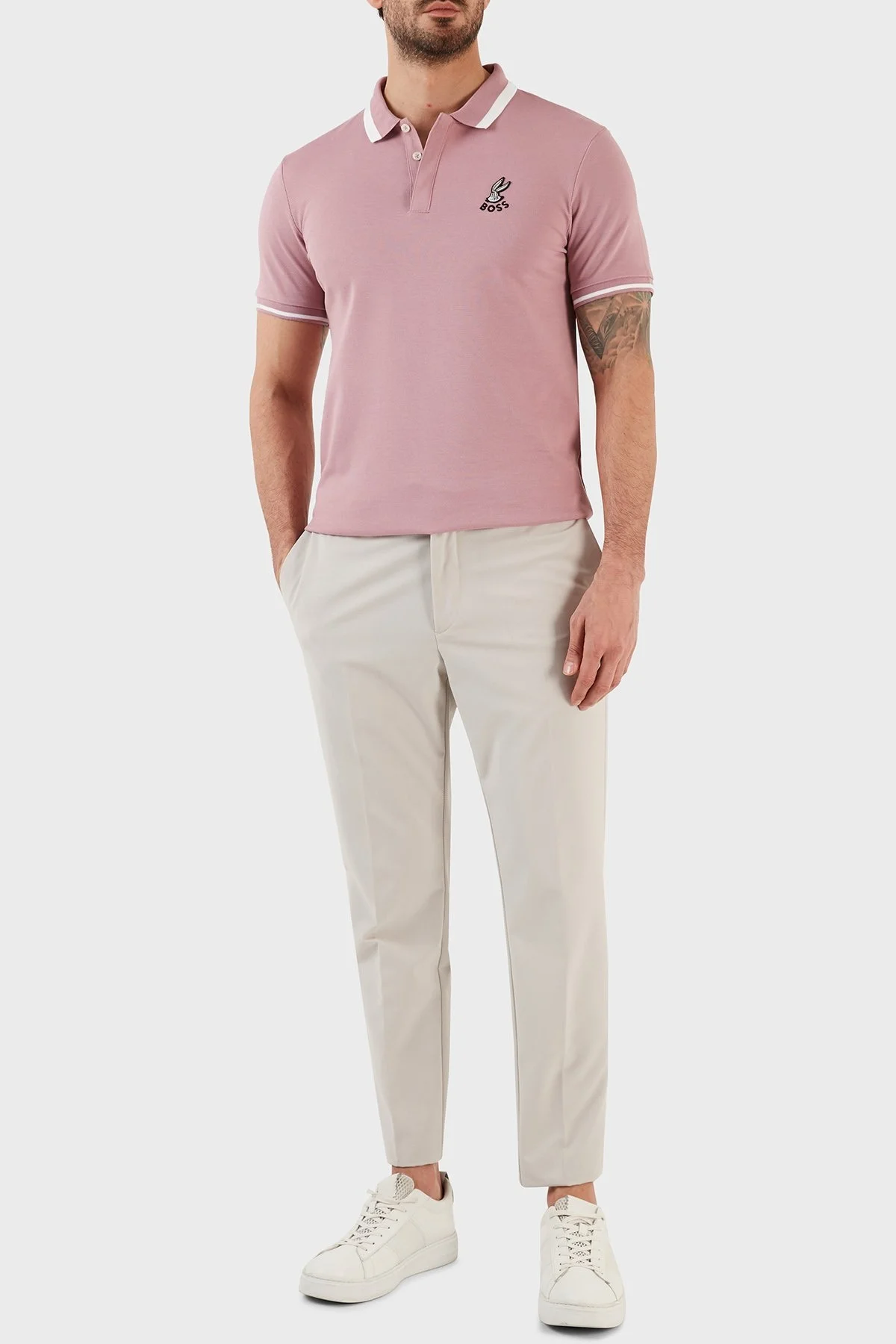 Boss Pamuklu Regular Fit Bisiklet Yaka Erkek Polo T Shirt 50485406 686 GÜL KURUSU - 4