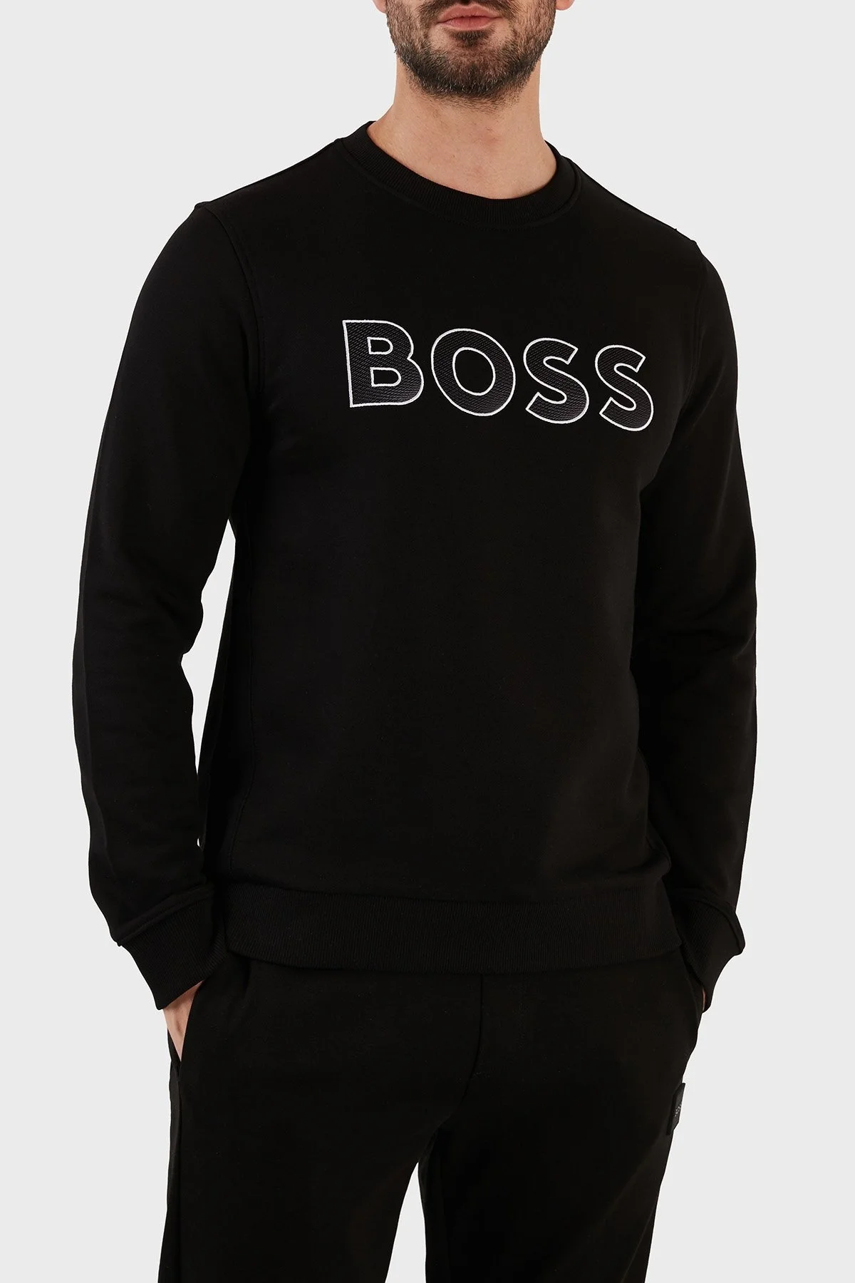 Boss Pamuklu Regular Fit Bisiklet Yaka Erkek Sweat 50483018 001 SİYAH - 2