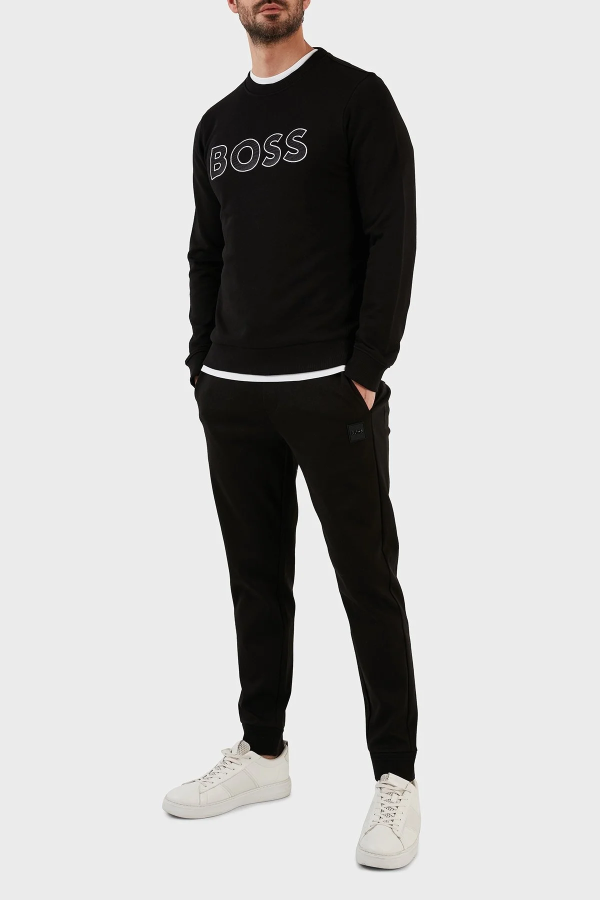 Boss Pamuklu Regular Fit Bisiklet Yaka Erkek Sweat 50483018 001 SİYAH - 3