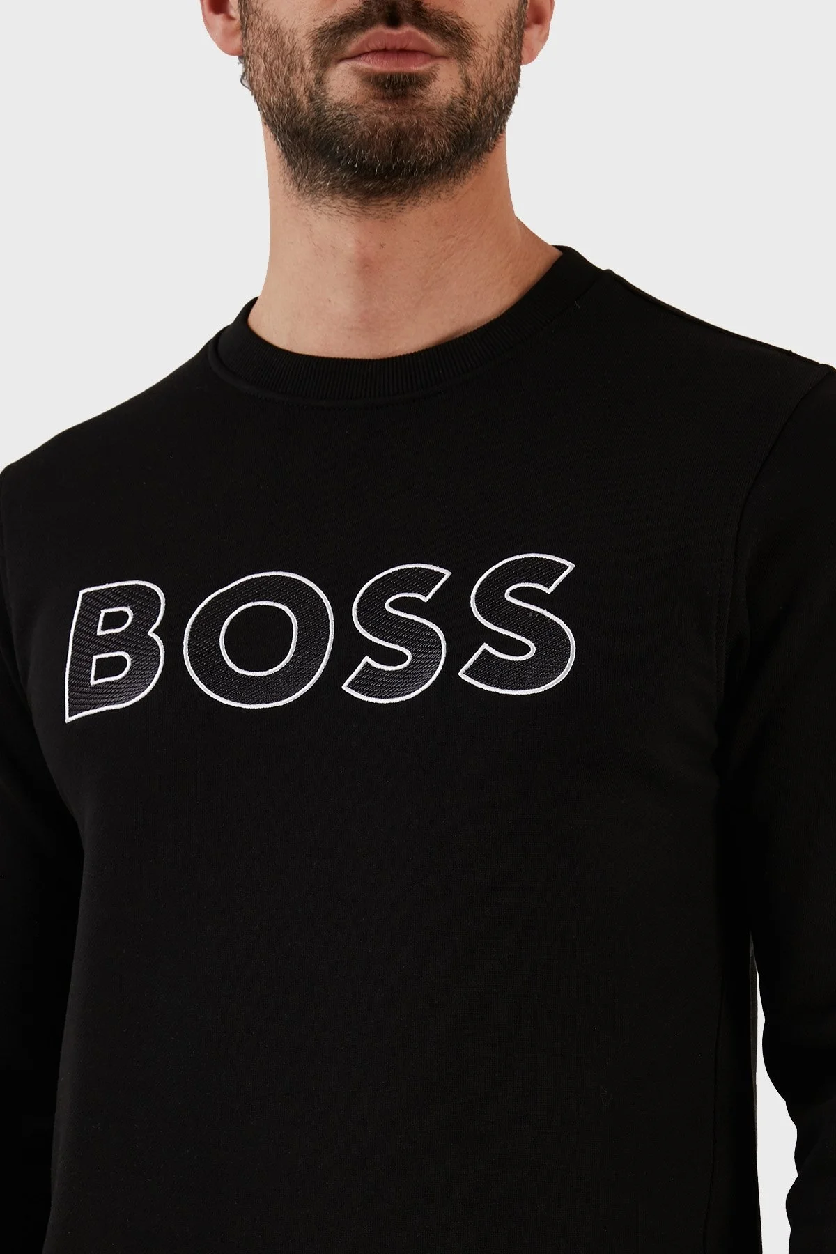 Boss Pamuklu Regular Fit Bisiklet Yaka Erkek Sweat 50483018 001 SİYAH - 4