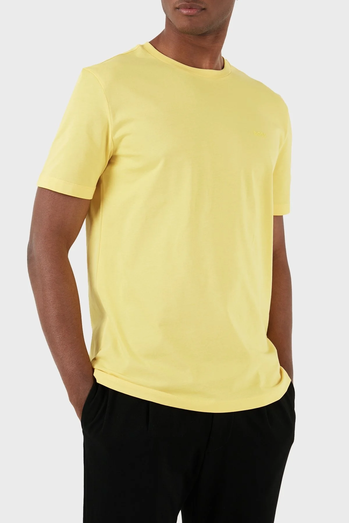 Boss Pamuklu Regular Fit Bisiklet Yaka Erkek T Shirt 50468347 755 SARI - 6