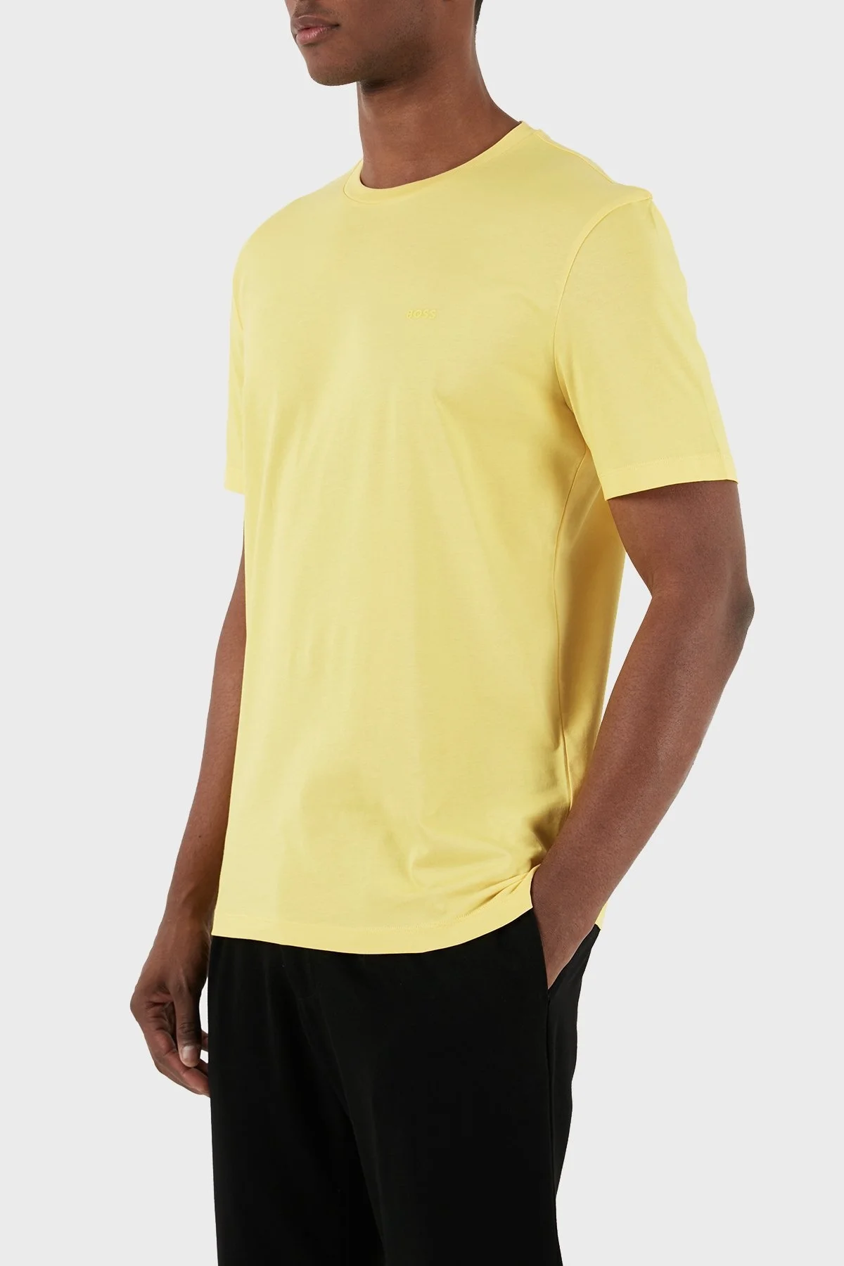 Boss Pamuklu Regular Fit Bisiklet Yaka Erkek T Shirt 50468347 755 SARI - 7